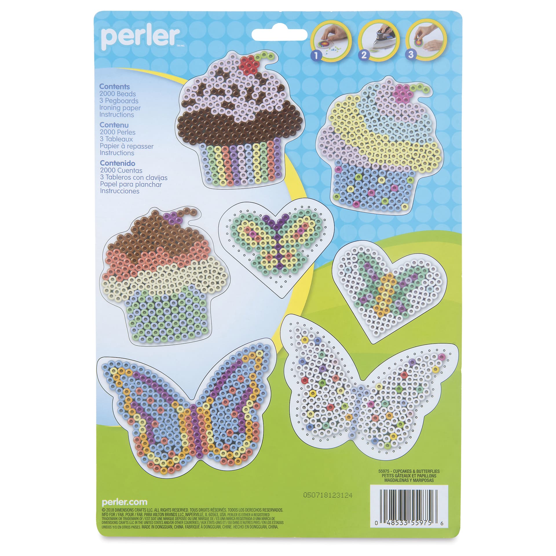 Perler Cupcakes and Butterflies Fused Bead Kit - back of packaging