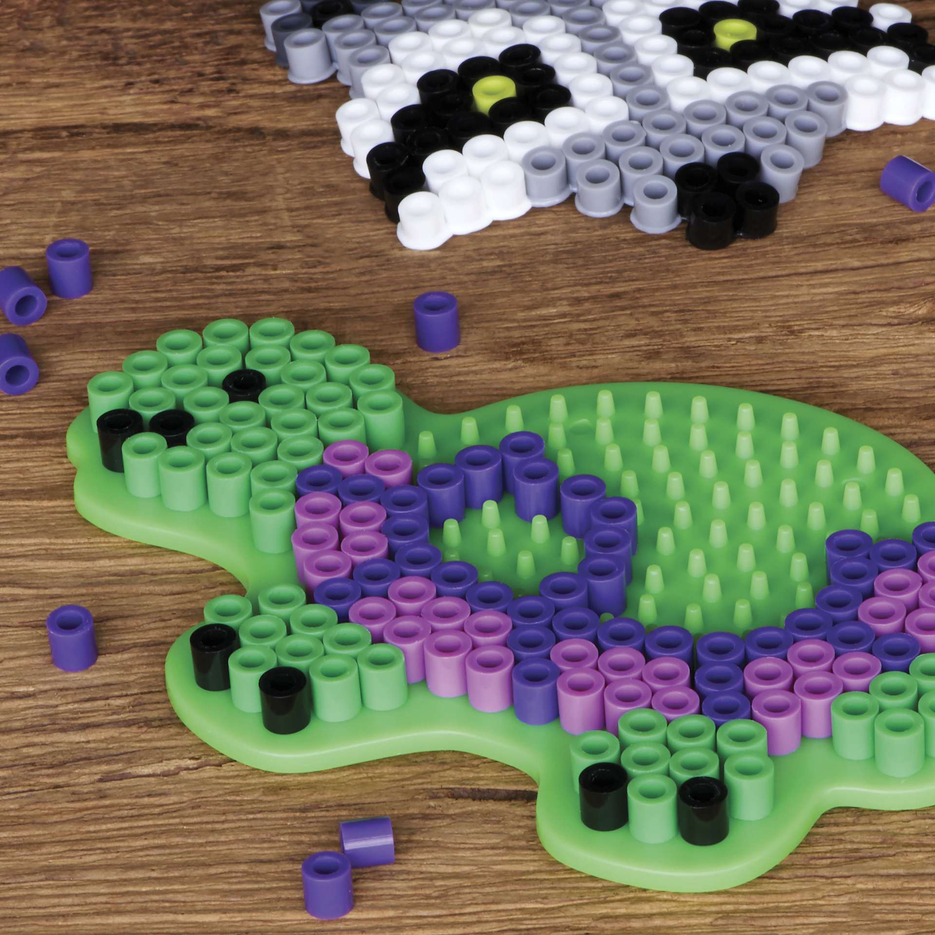 Perler Woodland Creature Fused Bead Activity Bucket - turtle in progress