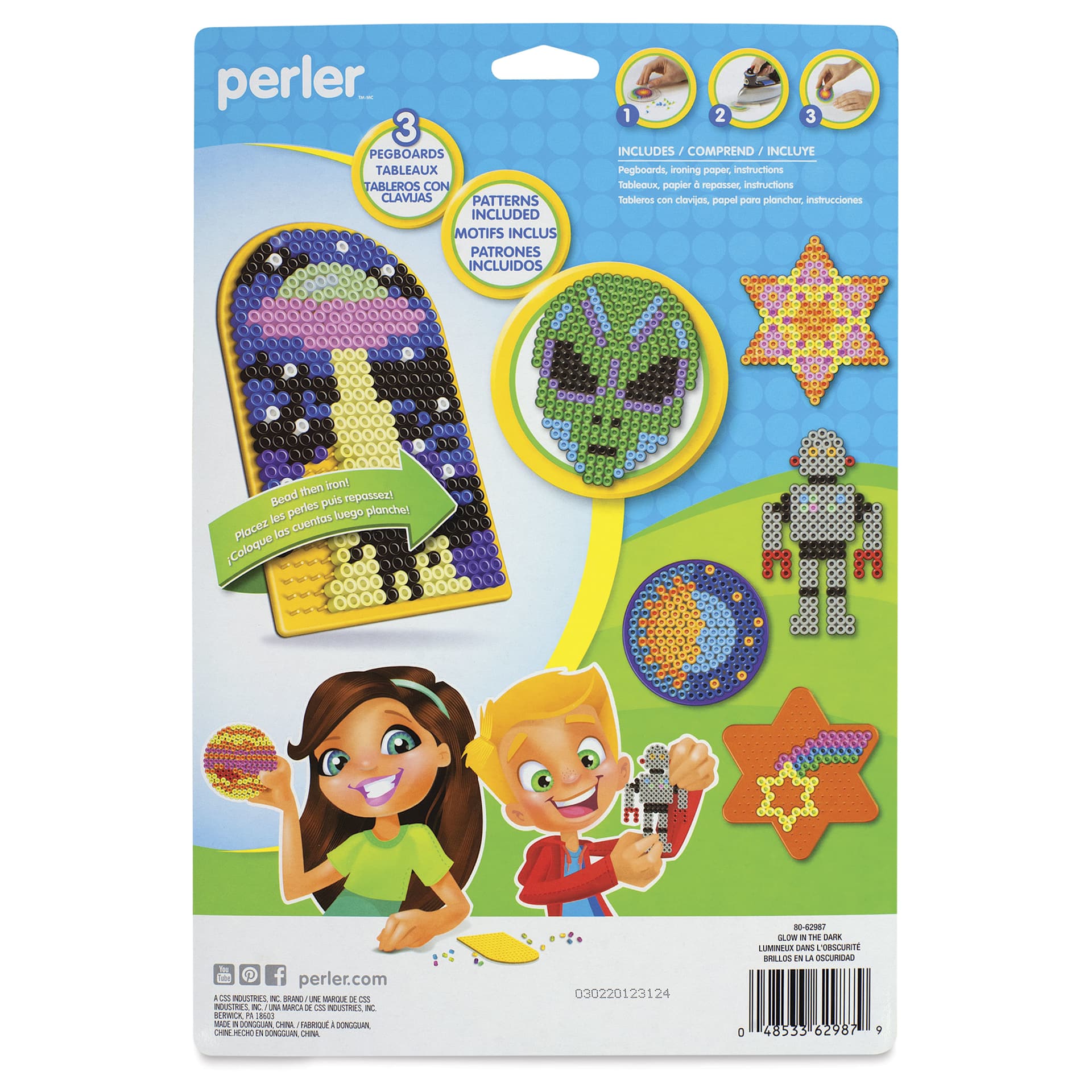 Perler Glow in the Dark Fused Beads - Activity Kit - back of packaging