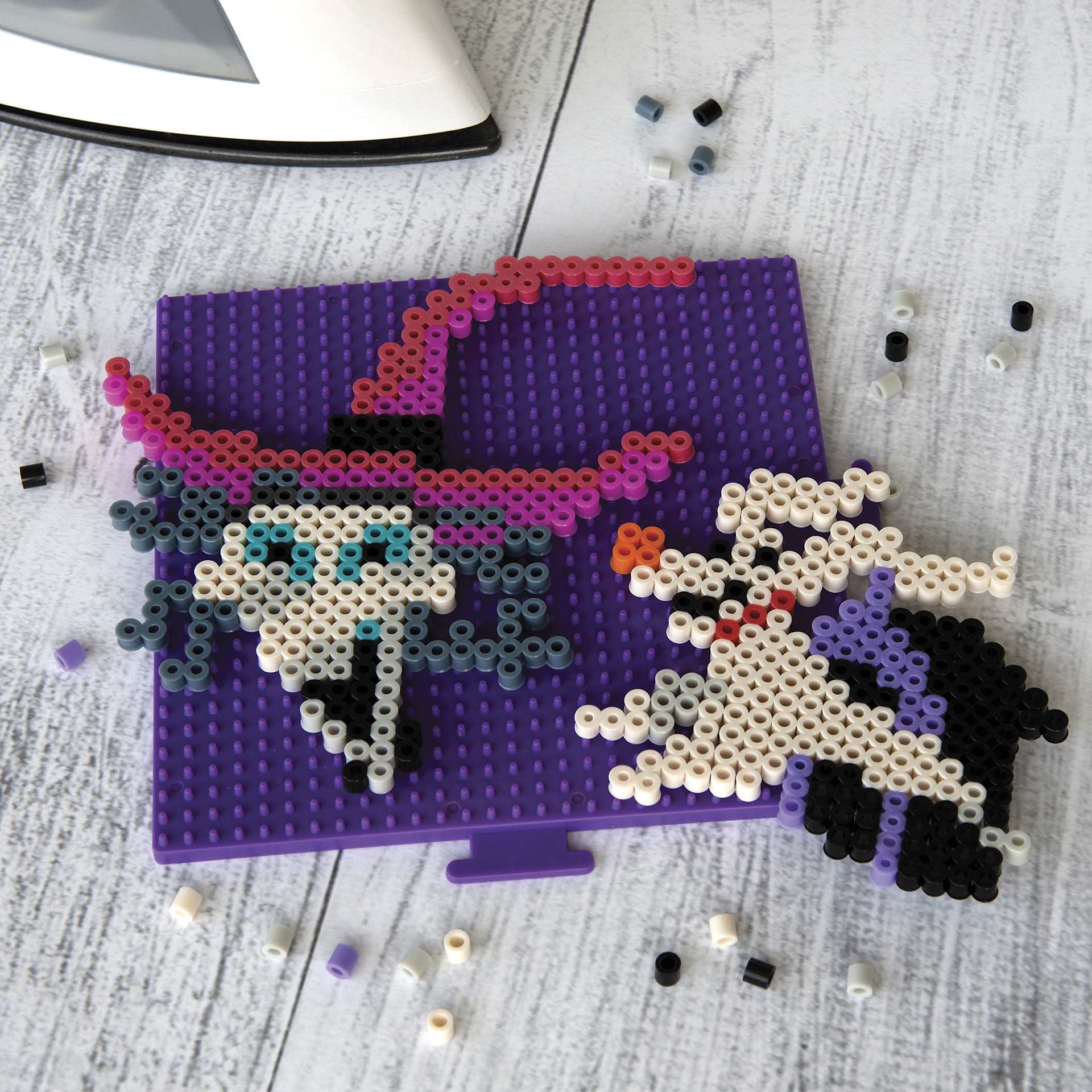 Perler The Nightmare Before Christmas Deluxe Fused Bead Kit - witch and dog in progress