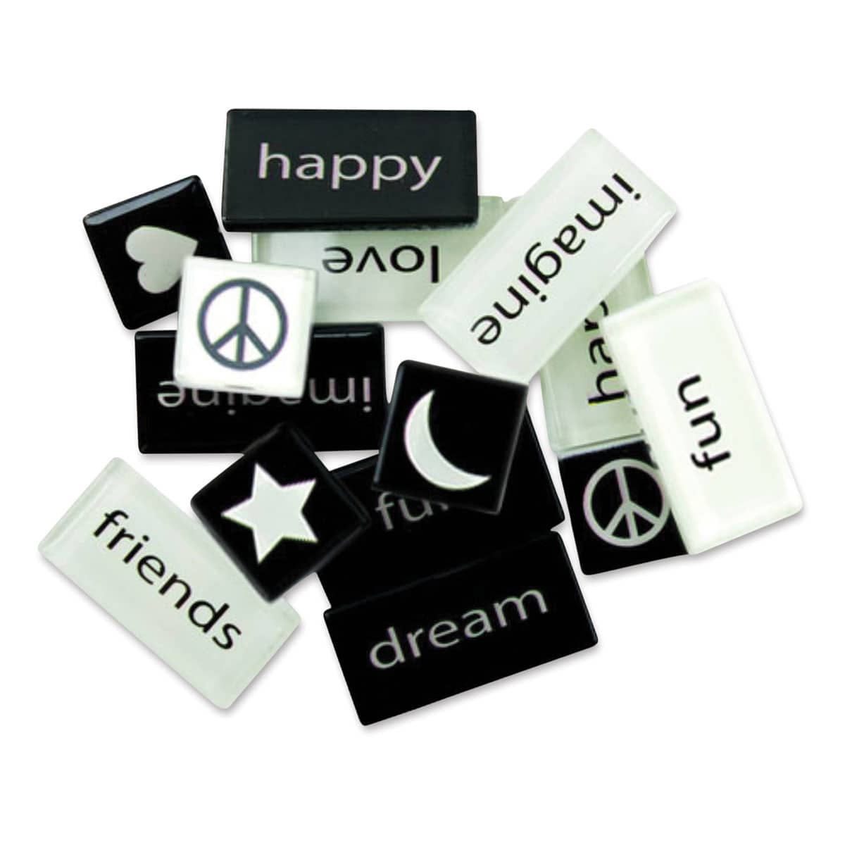 Mosaic Mercantile Word Tiles - Black/White (Symbols and Words tiles)