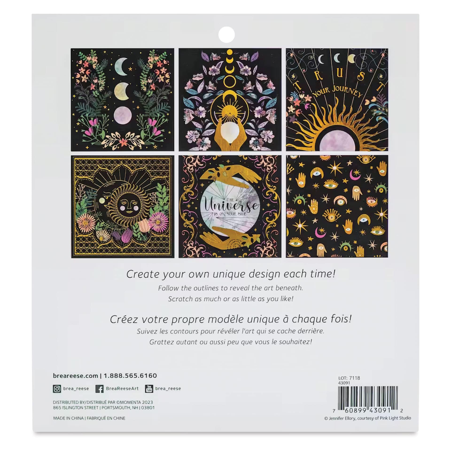 Brea Reese Scratch Art Kit - Celestial back of packaging