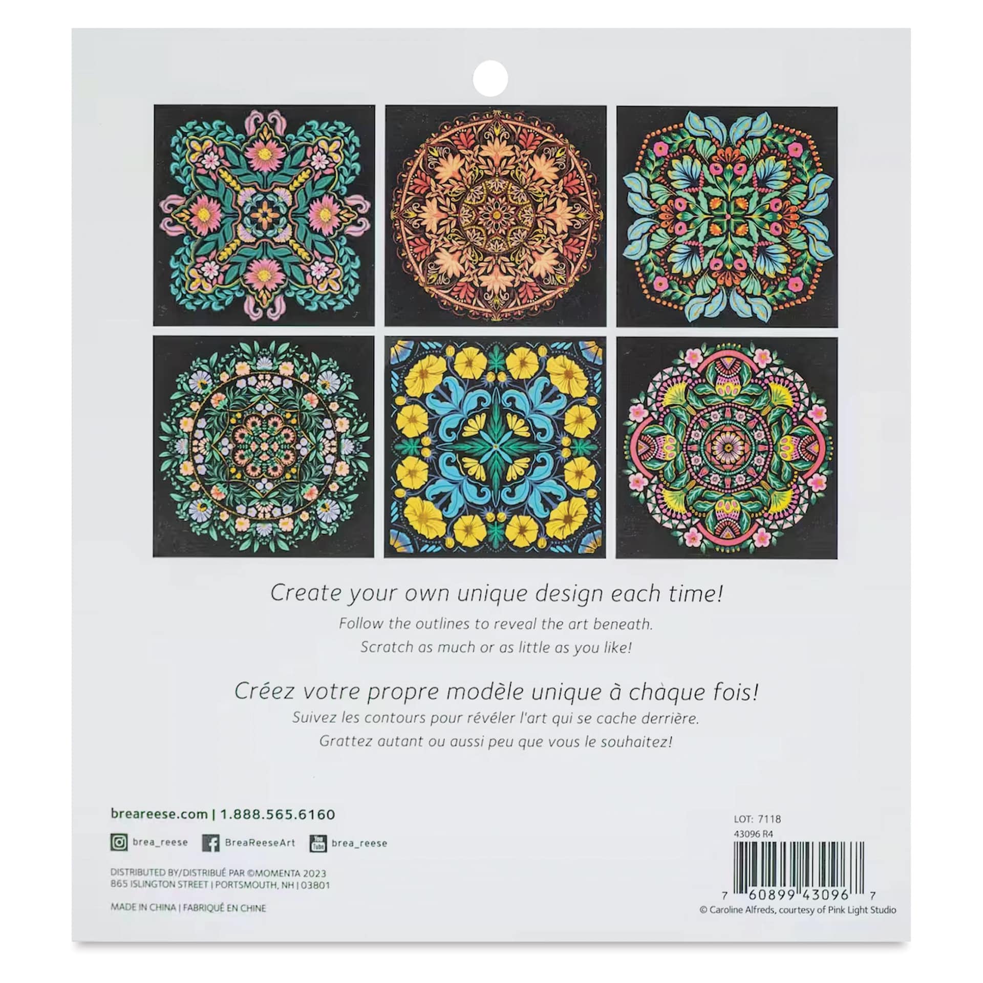 Brea Reese Scratch Art Kit - Mandala back of packaging