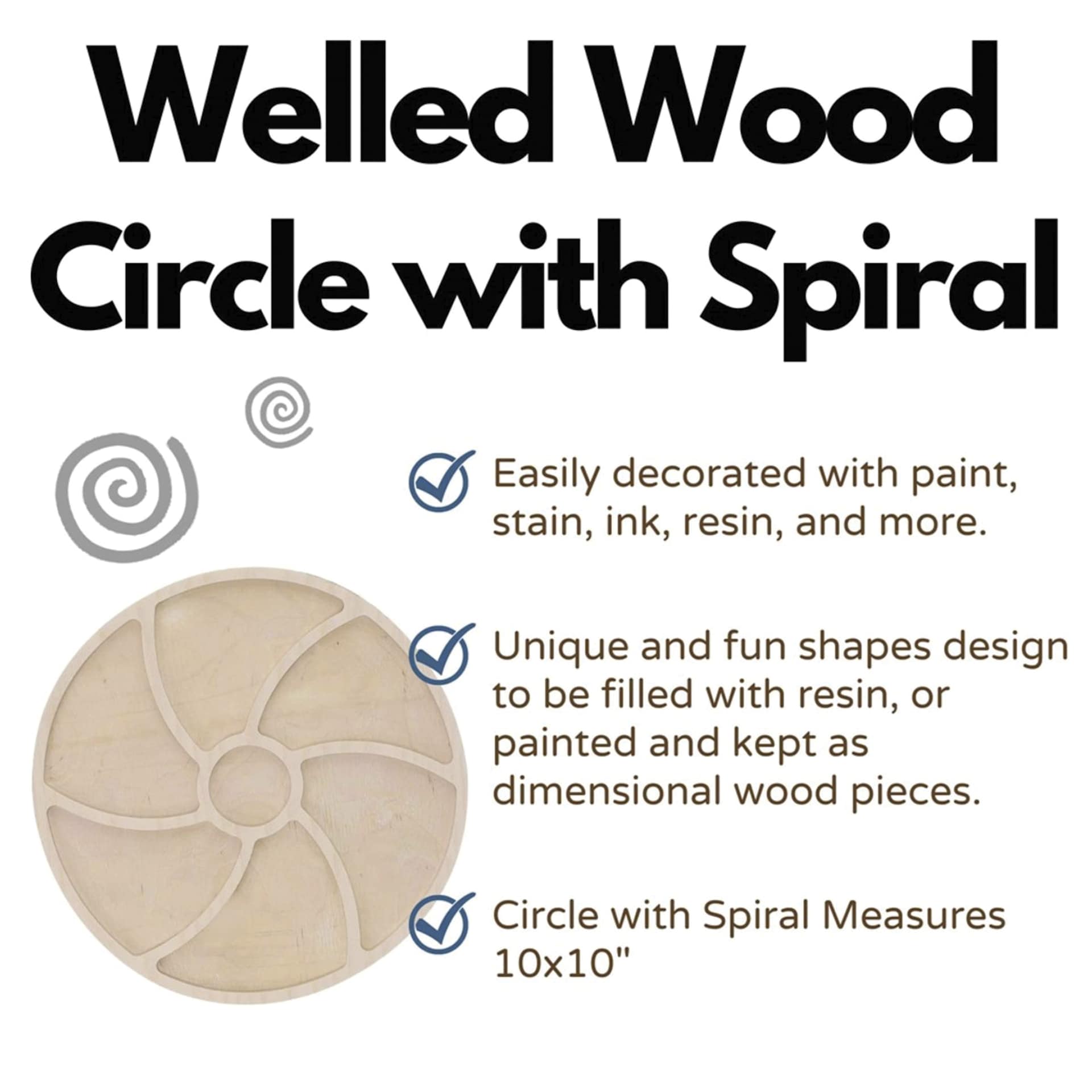 Leisure Arts Large Welled Wood Surface - Circle w/ Spiral, 10" Dia. - features