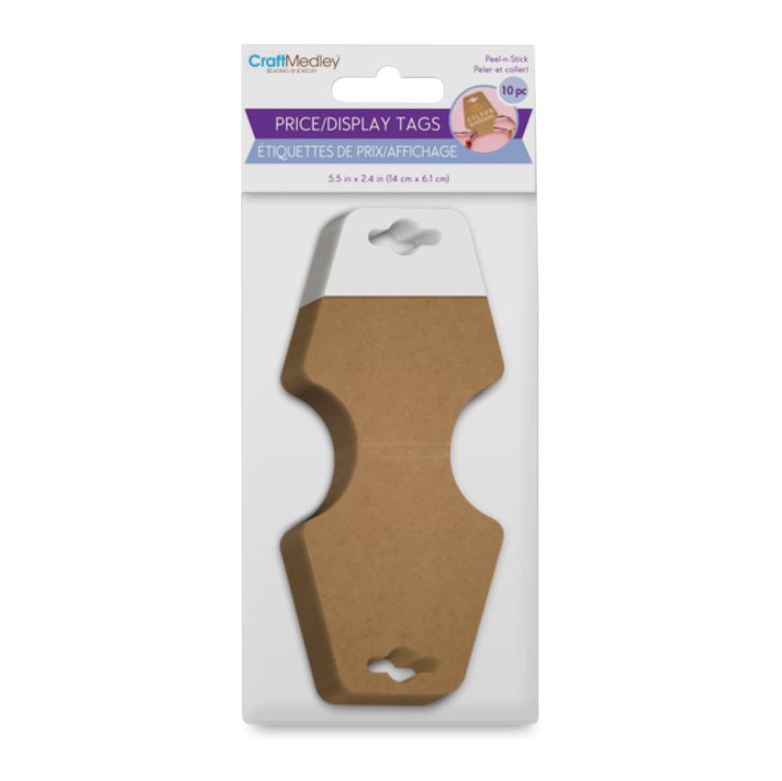 Craft Medley Peel-n-Stick Display Tags - Kraft, Pkg of 10, front of packaging