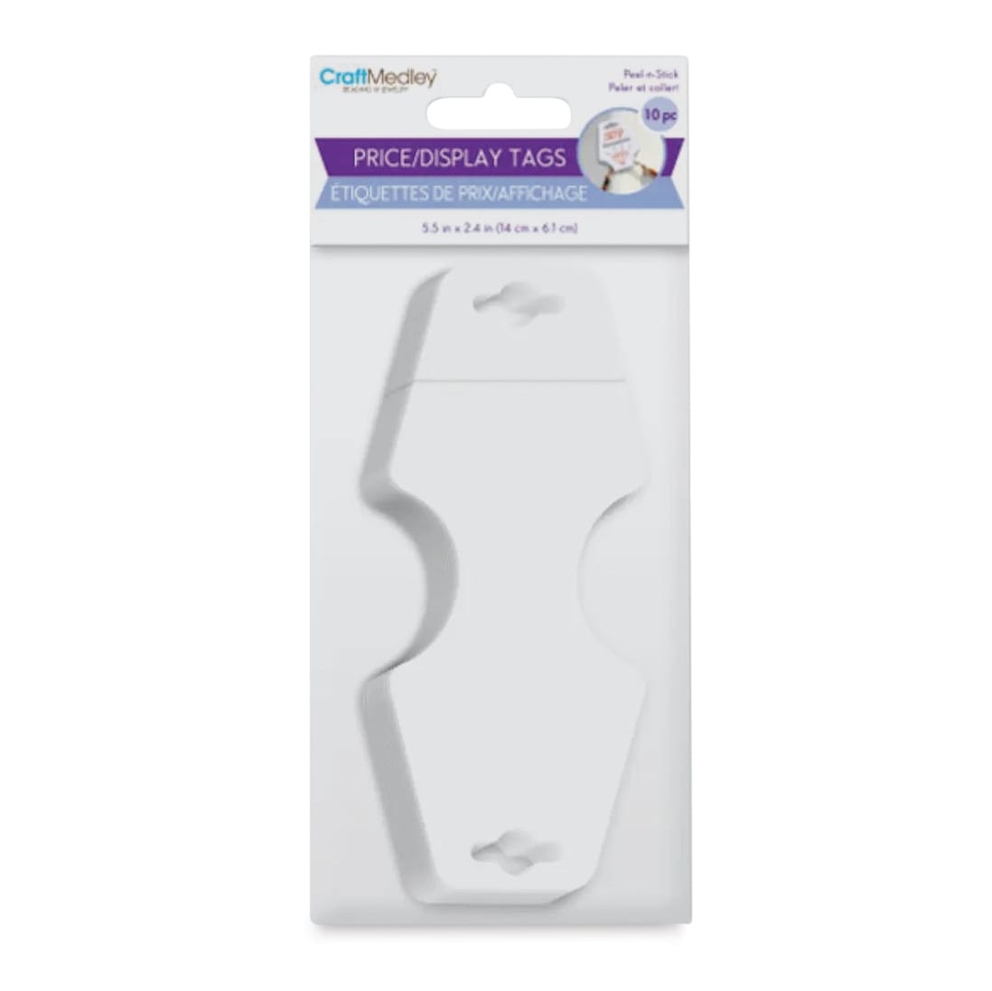 Craft Medley Peel-n-Stick Display Tags - White, Pkg of 10, front of packaging