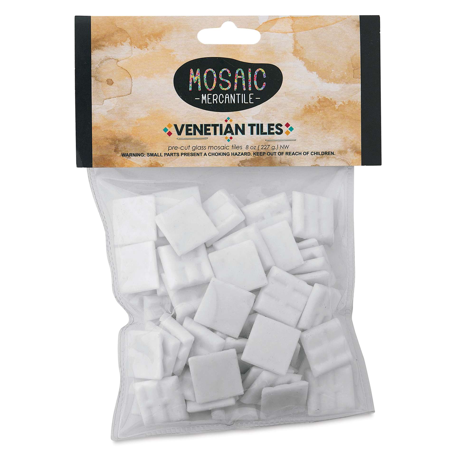 Mosaic Mercantile Venetian Tiles - Arctic White, 3/4", 8 oz front of packaging