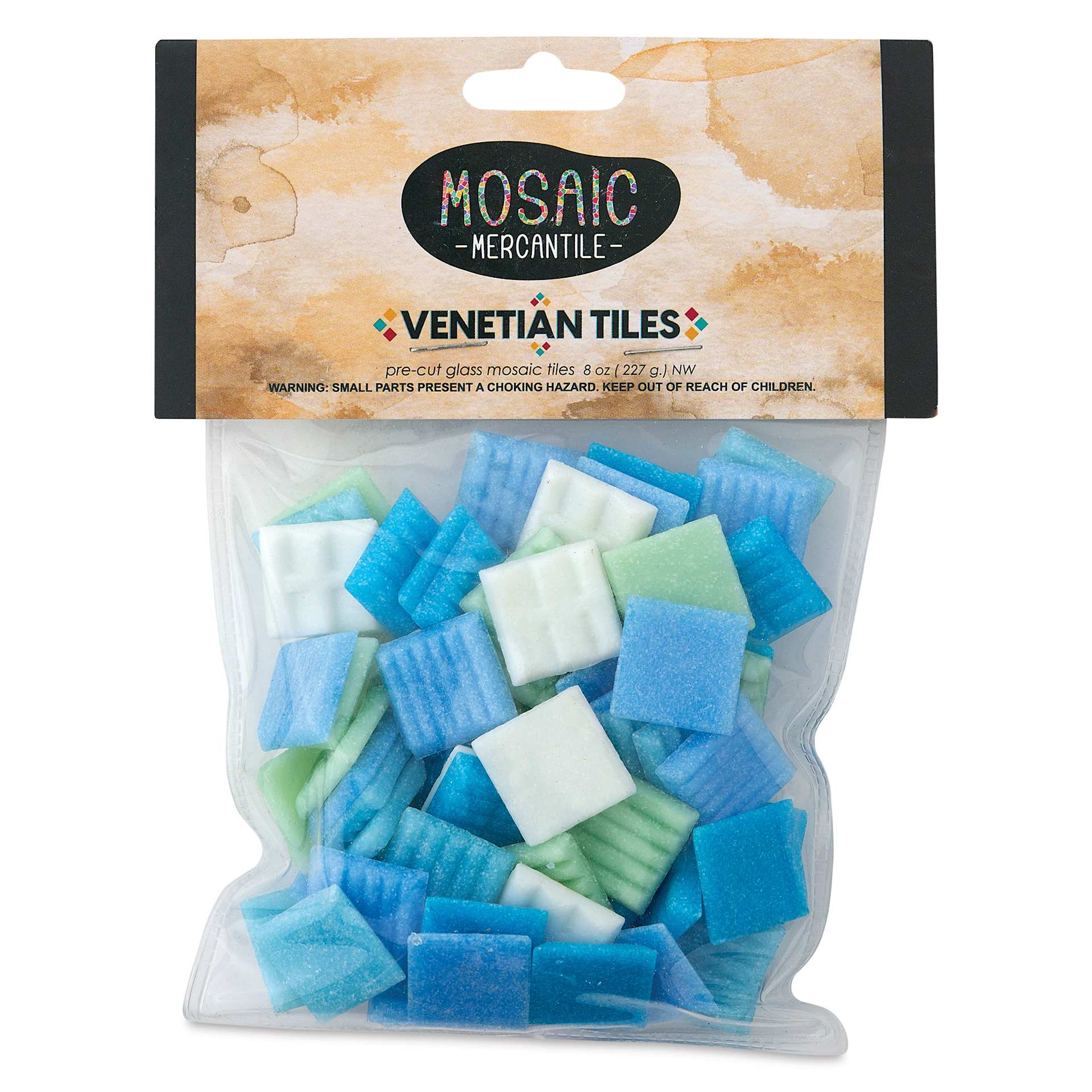 Mosaic Mercantile Venetian Tiles - Caribbean Sea, 3/4", 8 oz front of packaging