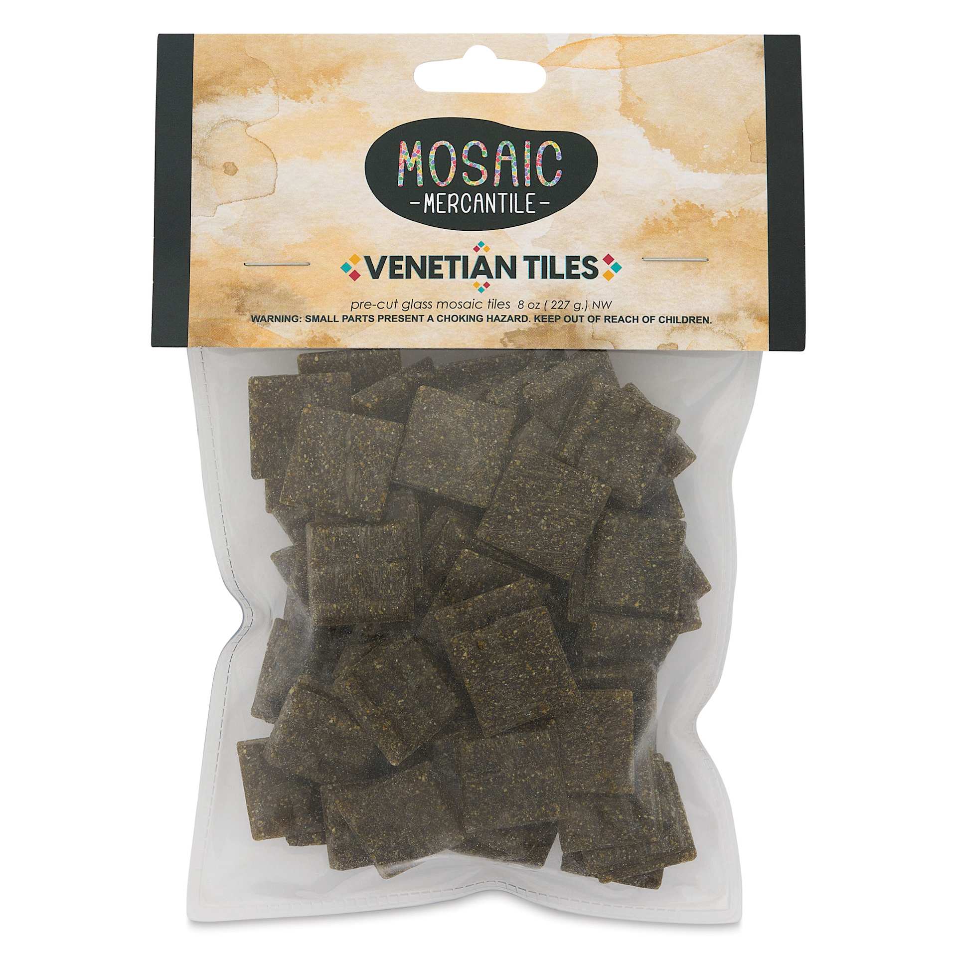 Mosaic Mercantile Venetian Tiles - Tortoise, 3/4", 8 oz front of packaging