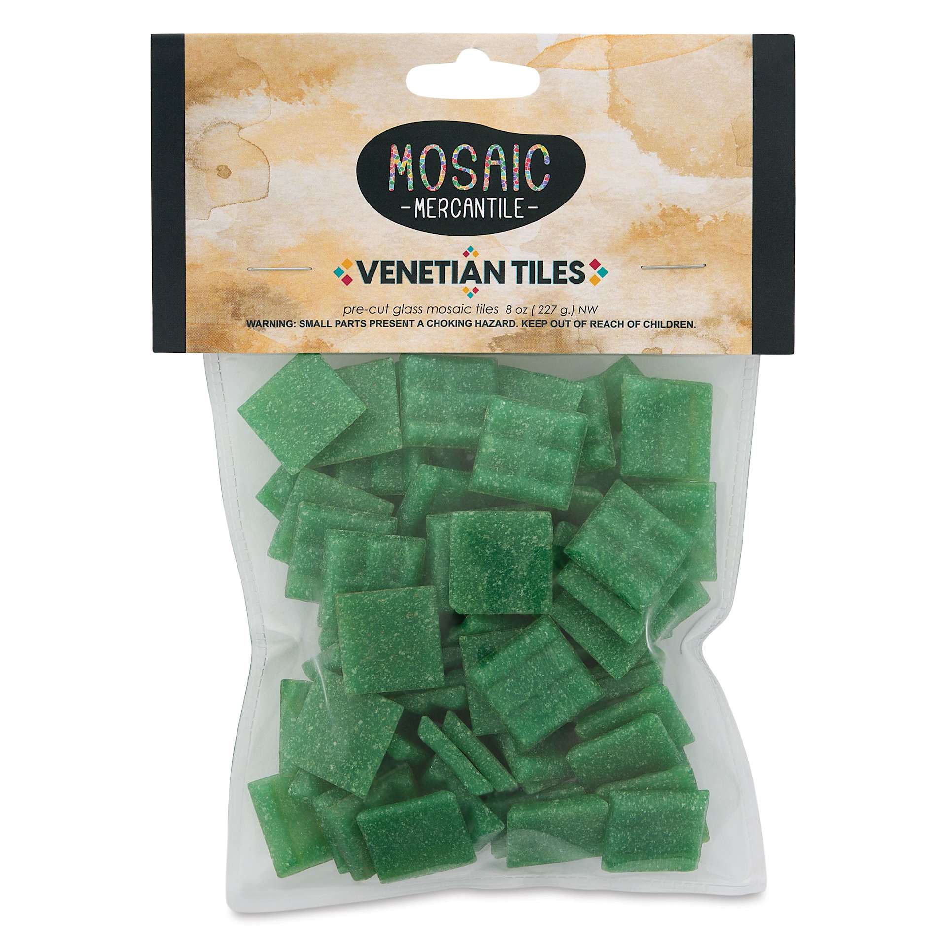 Mosaic Mercantile Venetian Tiles - Grass Green, 3/4", 8 oz front of packaging