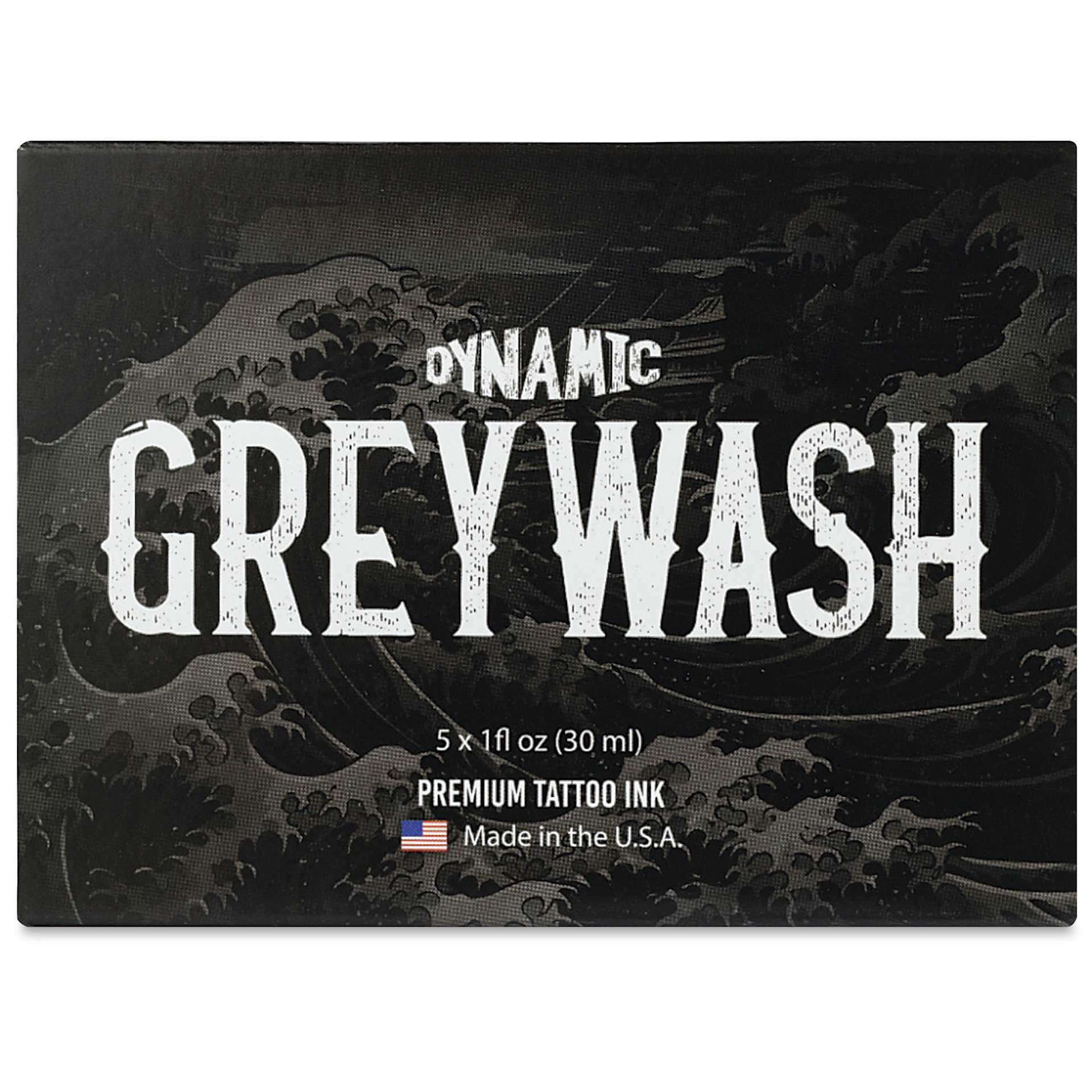 Dynamic Color Tattoo Ink - Set of 5, Greywash Set, 1 oz bottles, front of packaging