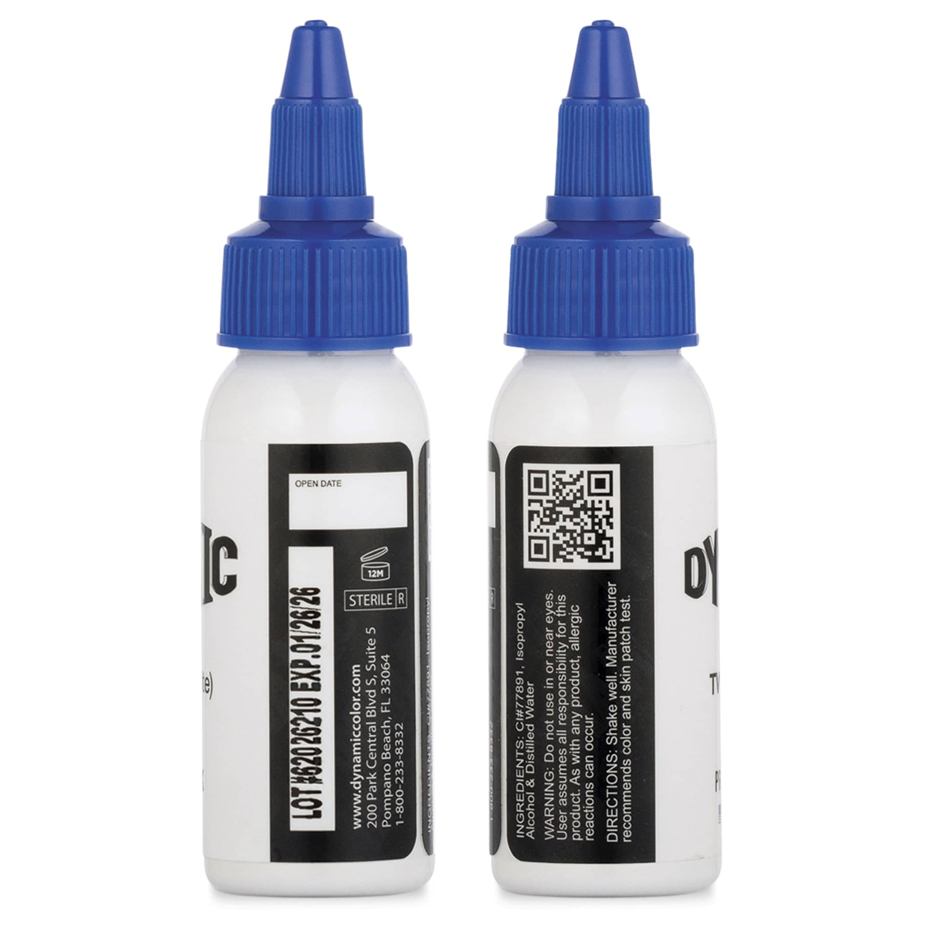 Dynamic Color Tattoo Ink - Triple White, 1 oz bottle, sides of bottle