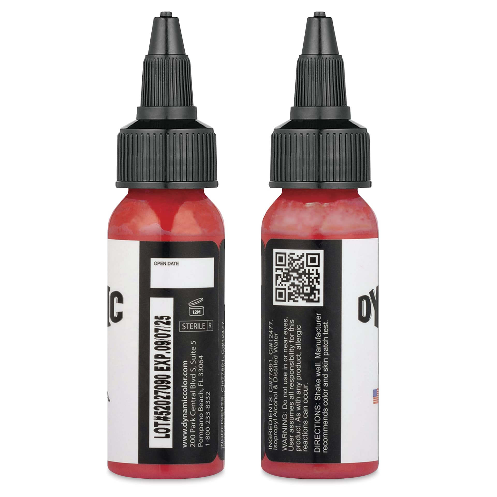 Dynamic Color Tattoo Ink - Hot Pink, 1 oz bottle, sides of bottle