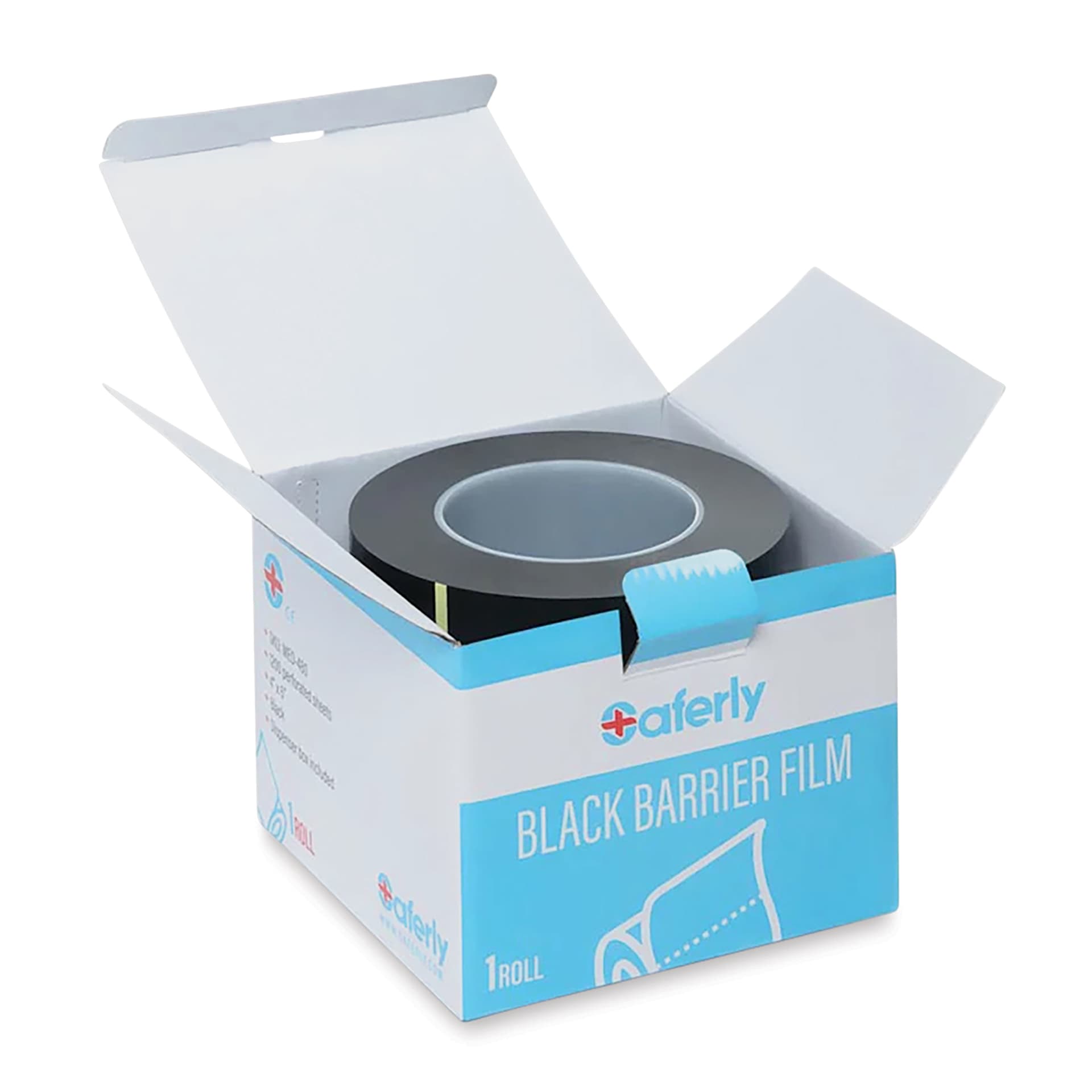 Saferly Medical Barrier Film - Black, 4" x 6", Pkg of 1200, open packaging