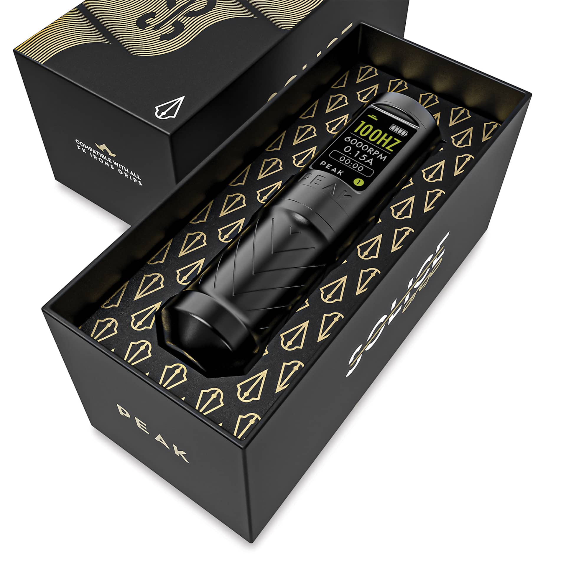 Peak Solice Ergo Wireless Tattoo Machine, in packaging