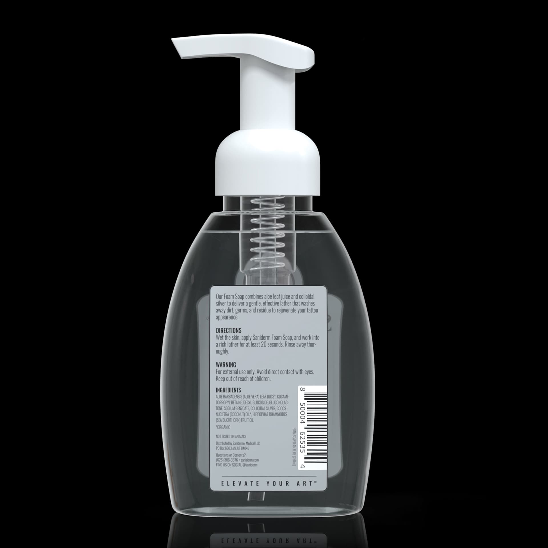 Saniderm Tattoo Care Foam Soap - Medium, 8.45 oz, back