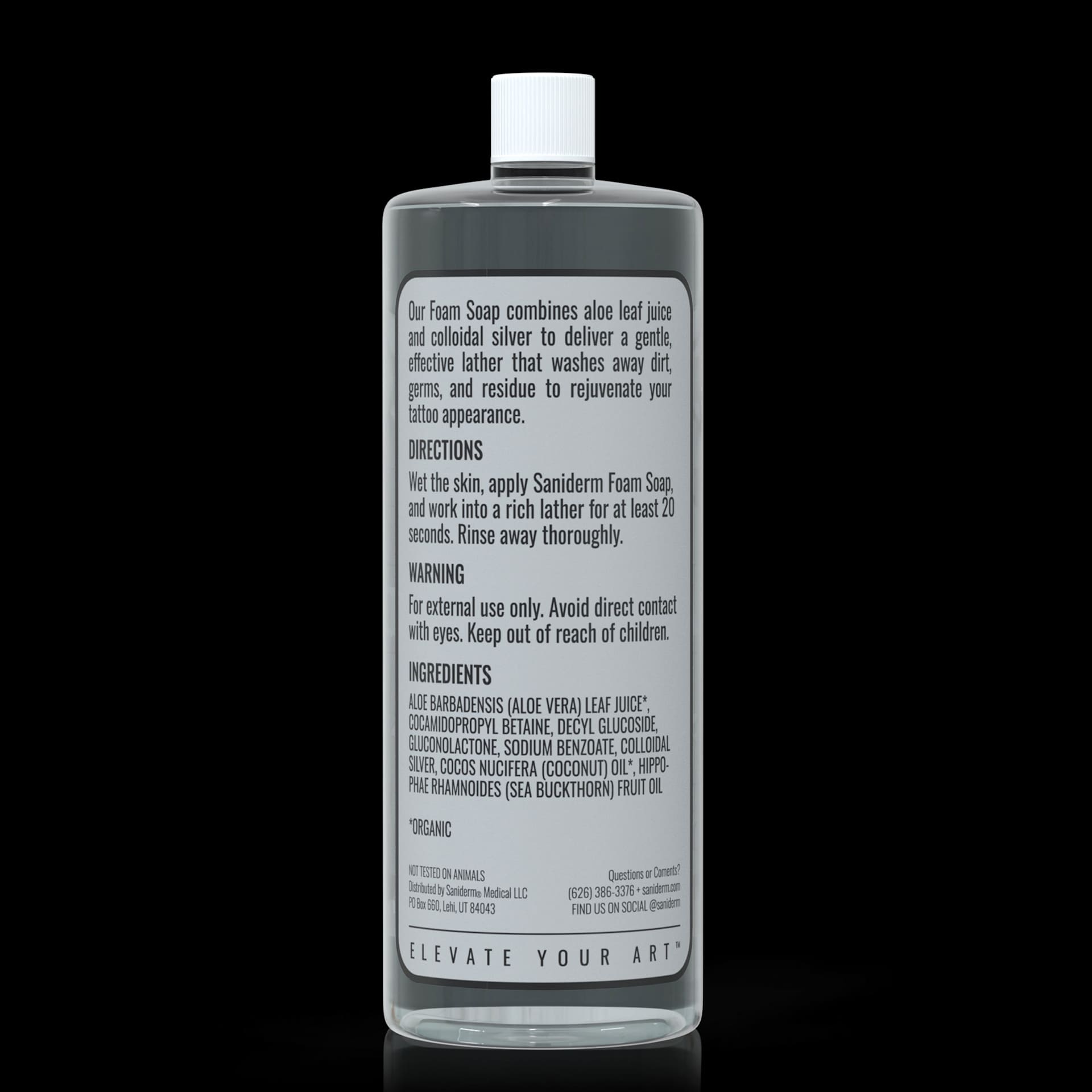Saniderm Tattoo Care Foam Soap - Large, 32 oz, back