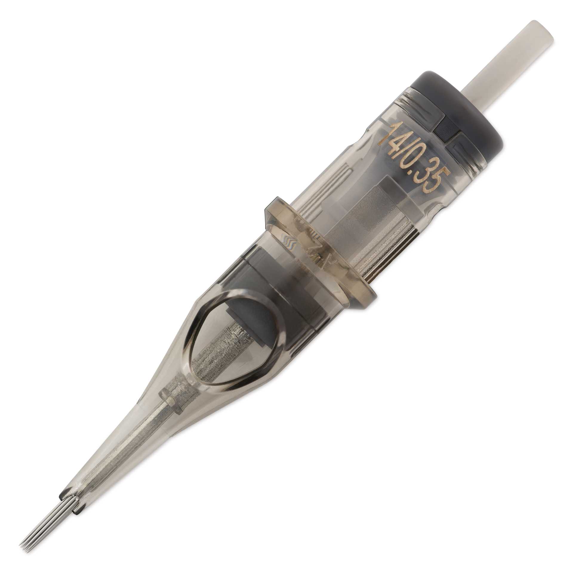 Peak Quartz Round Liner Medium Taper Tattoo Needle Cartridges - #12, 14 Needles, Pkg of 20, single needle