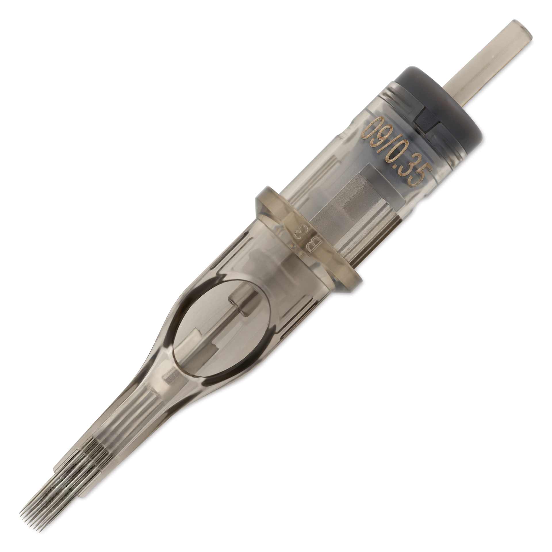 Peak Quartz Curved Magnum Medium Taper Tattoo Needle Cartridges - #12, 9 Needles, Pkg of 20, single needle