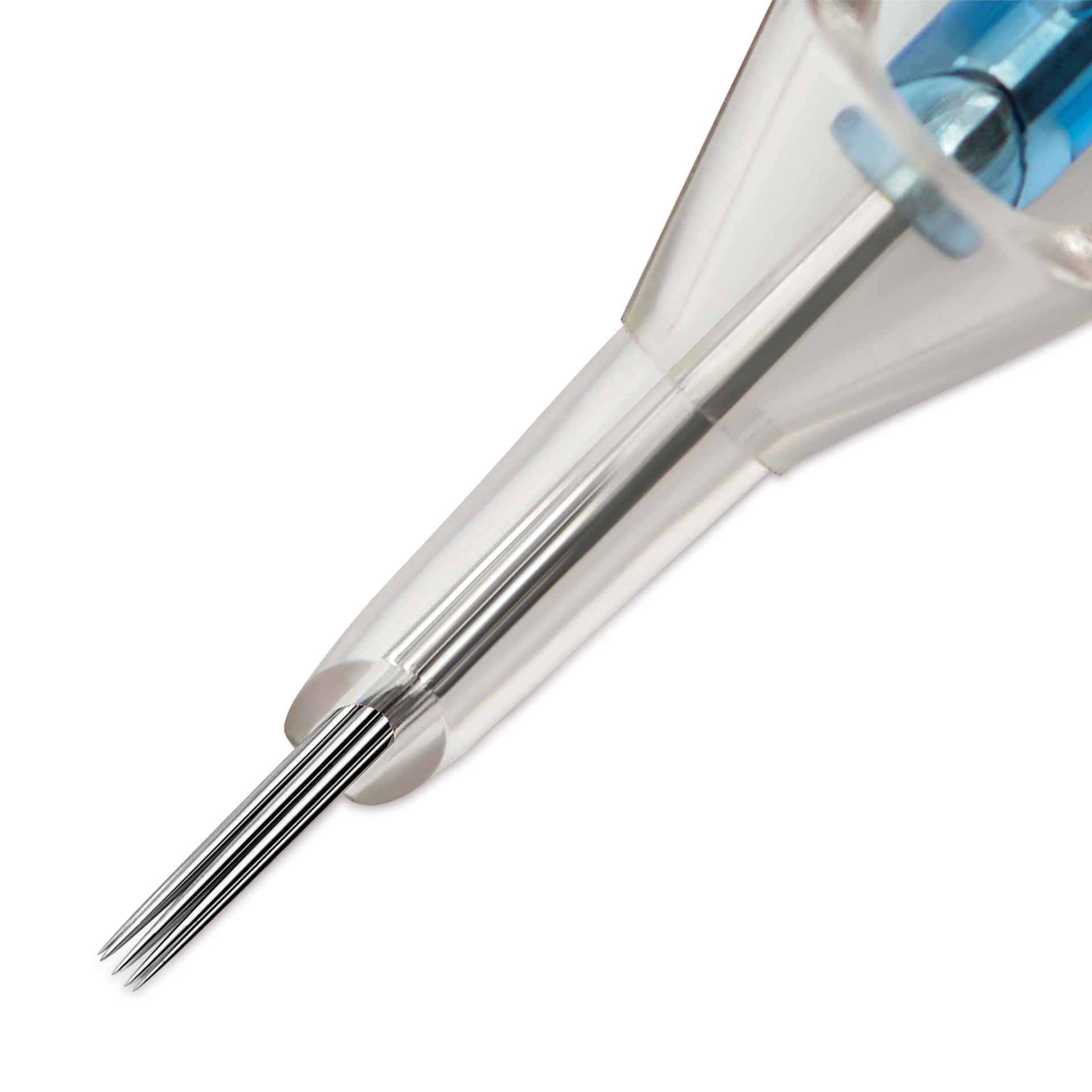 Peak Stellar Round Shader Extra Long Taper Tattoo Needle Cartridges - #10, 9 Needles, Pkg of 20, close-up of needle