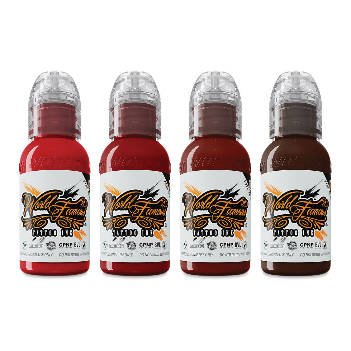 World Famous Tattoo Inks and Sets - Set of 4, Maks Kornev's Blood Color, 1 oz bottles
