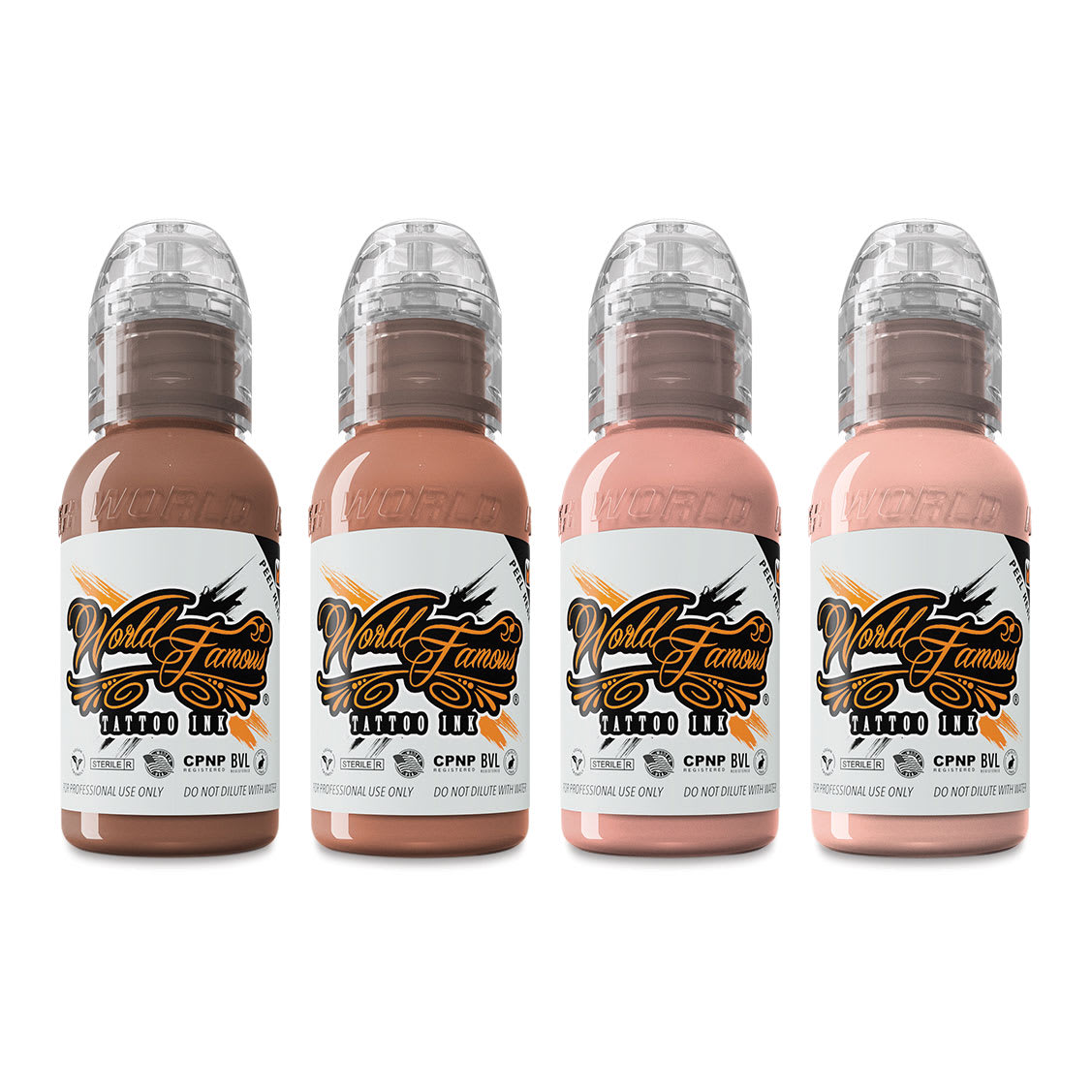 World Famous Tattoo Inks and Sets - Set of 4, Maks Kornev's Pink Skintone, 1 oz bottles