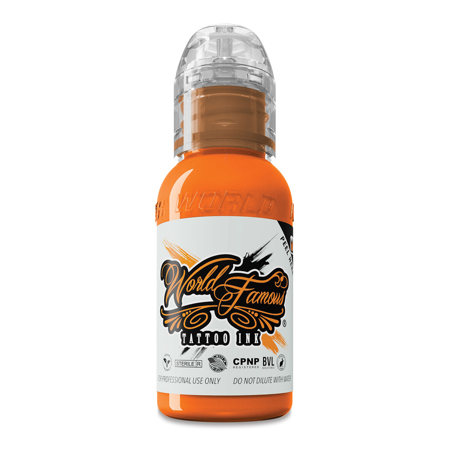 World Famous Tattoo Ink - Acropolis Orange, 1 oz bottle