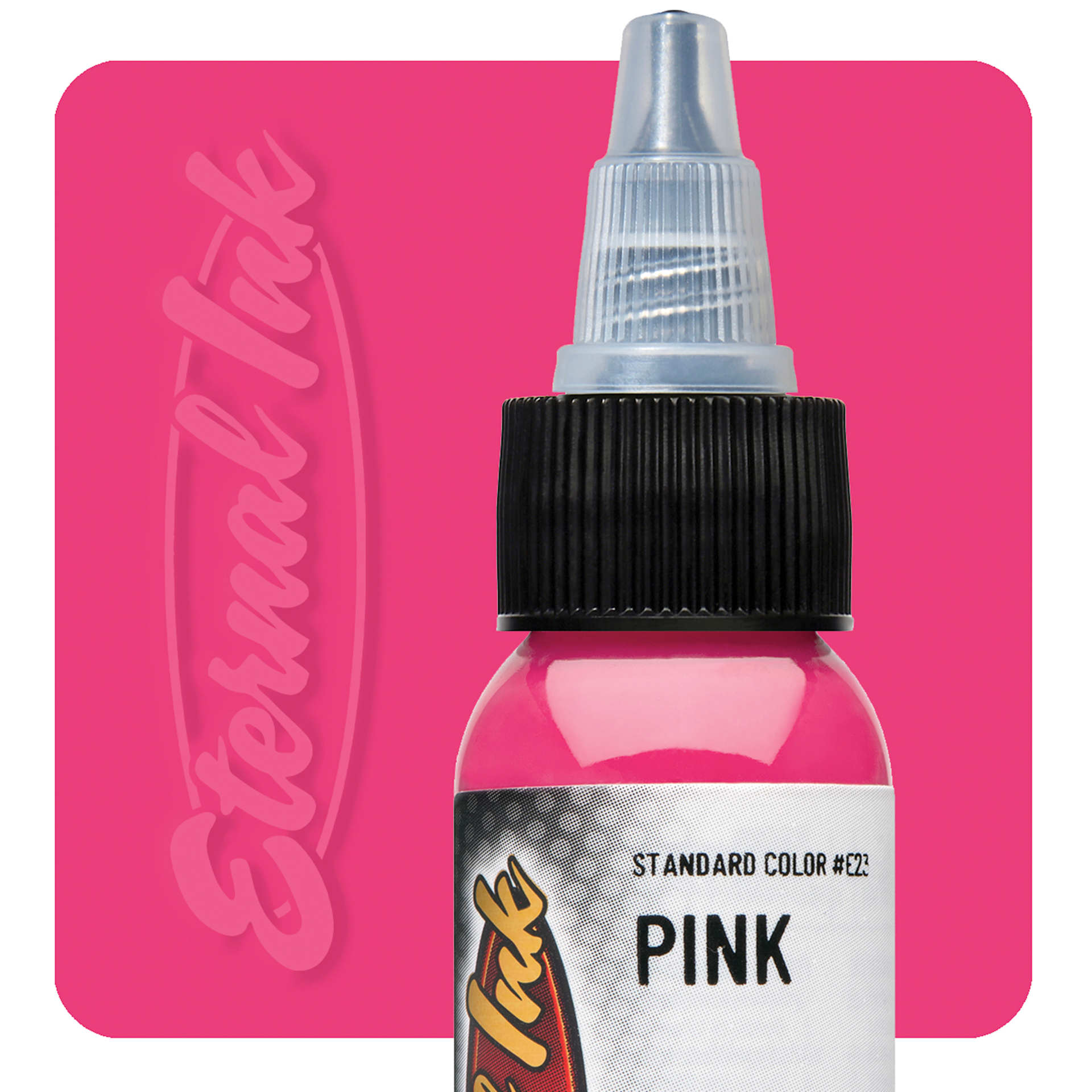 Eternal Ink Tattoo Ink - Pink, 1 oz bottle and swatch