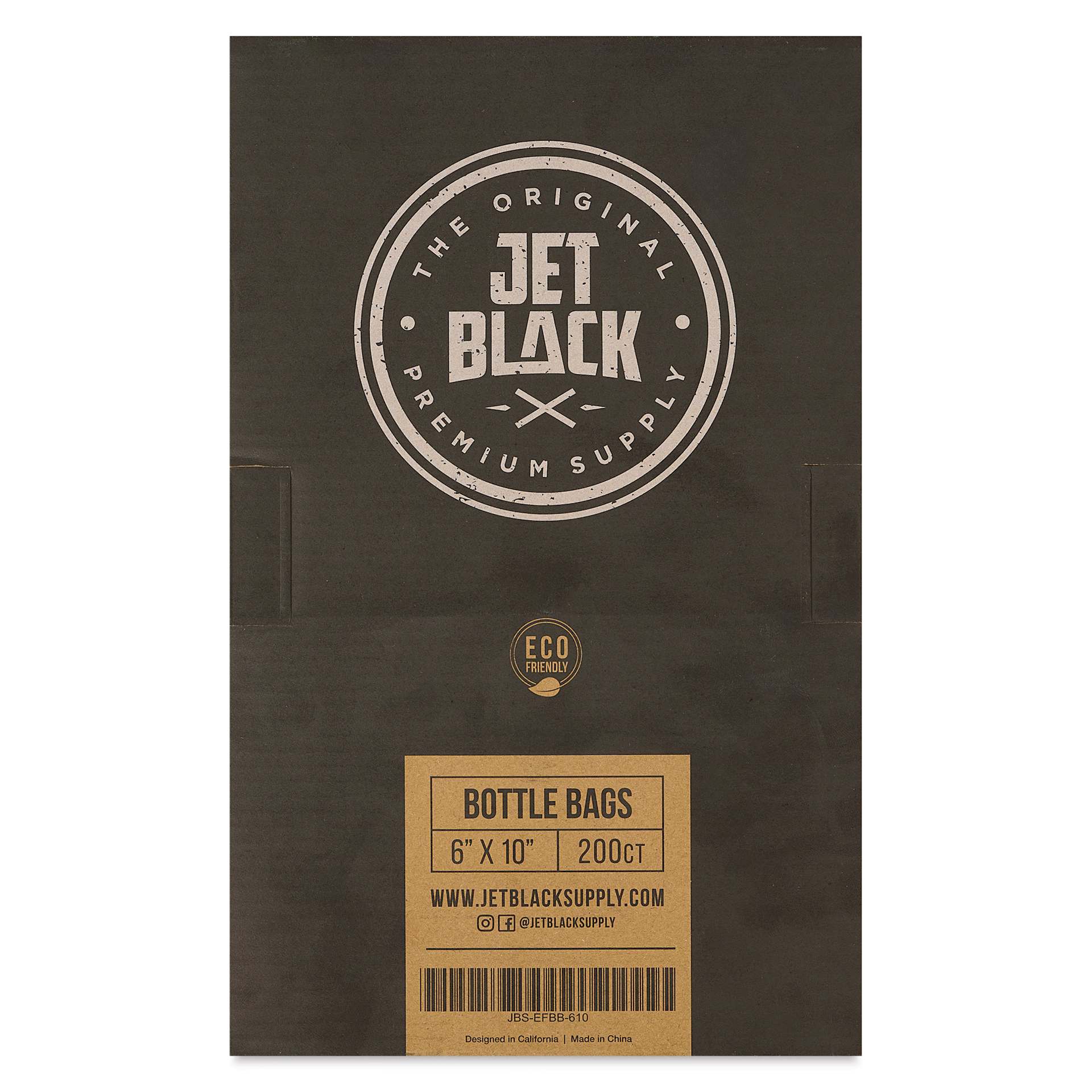 TatSoul Jet Black Bottle Bags  - Pkg of 200, back of packaging