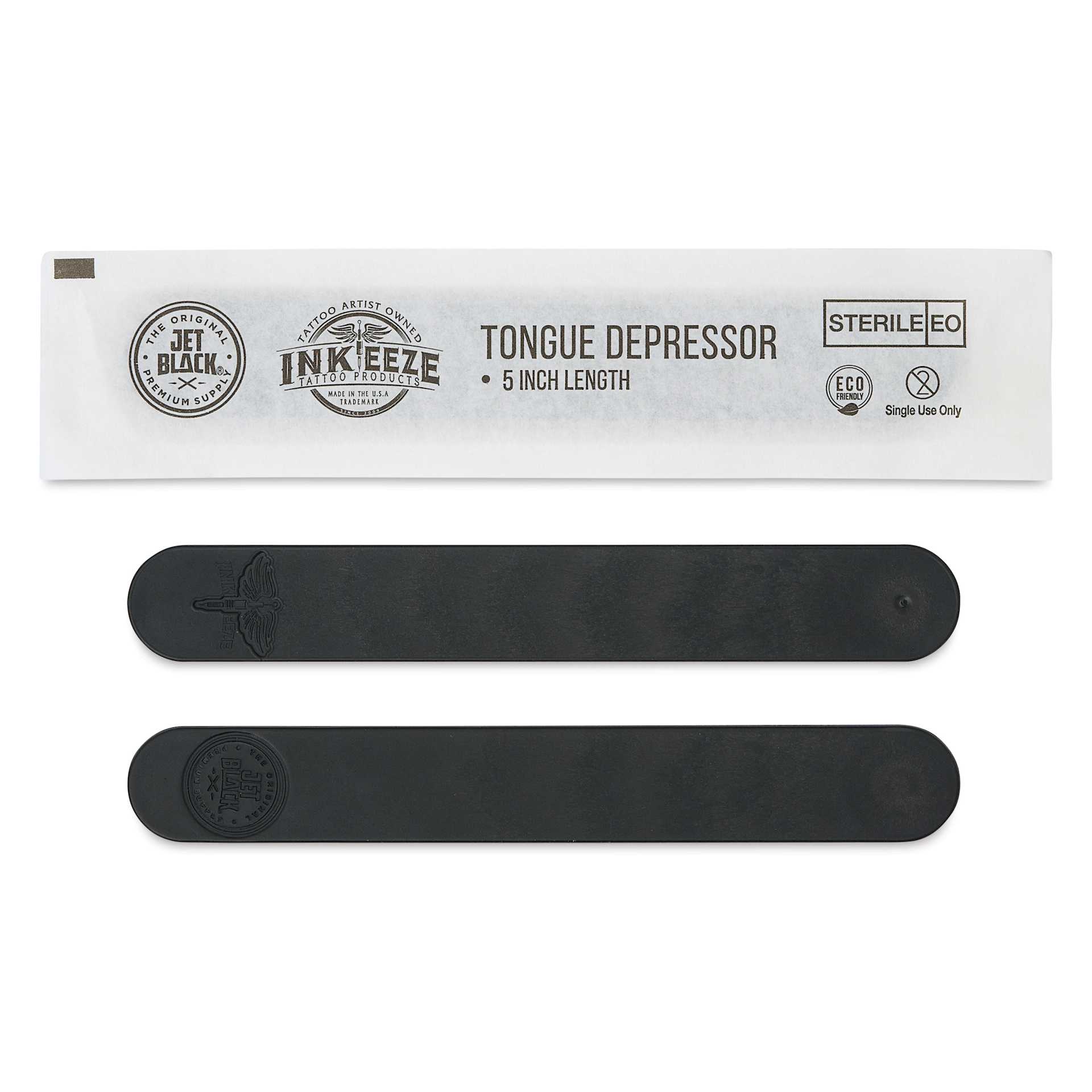 TatSoul Jet Black x Inkeeze Tongue Depressors - Pkg of 100, single packaging