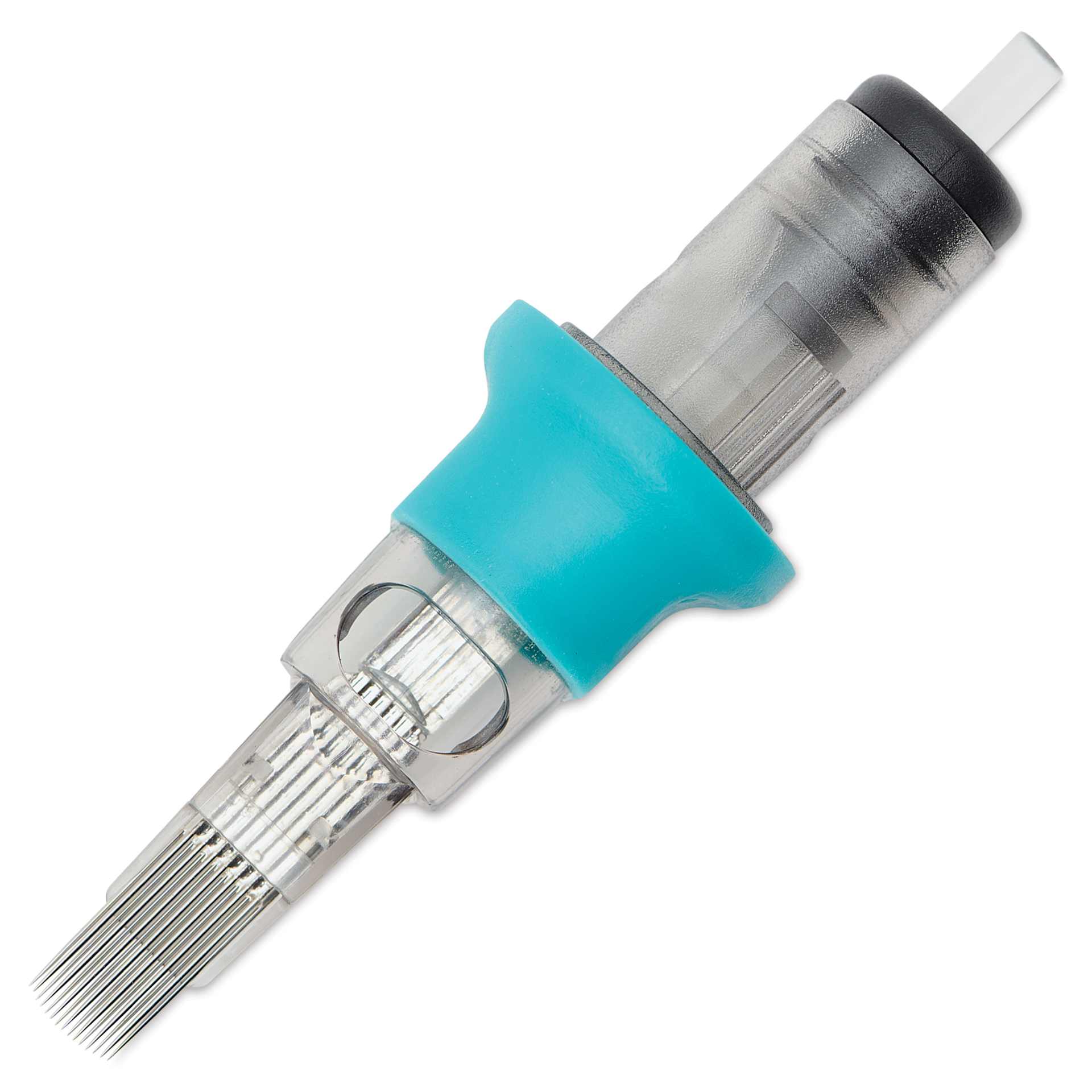 TatSoul Envy Gen 2 Standard Curved Magnum Long Taper Tattoo Needle Cartridges - #12, 15 Needles, Pkg of 10, needle out of packaging