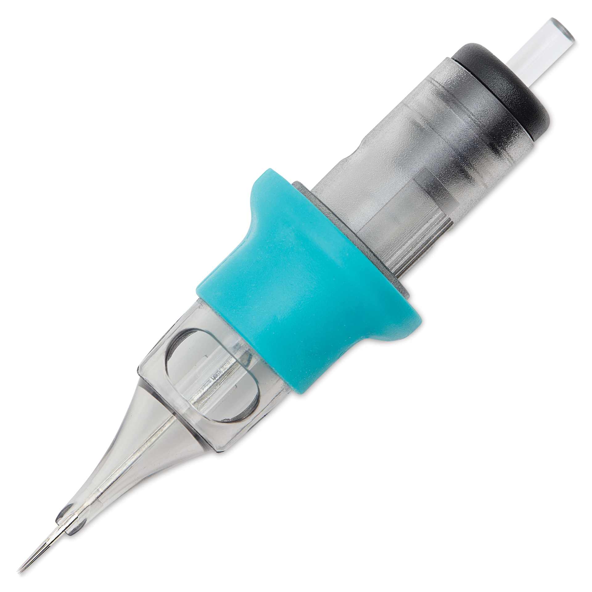 TatSoul Envy Gen 2 Standard Round Liner Extra Tight Long Taper Tattoo Needle Cartridge - #12, 5 Needles, Pkg of 10, needle out of packaging