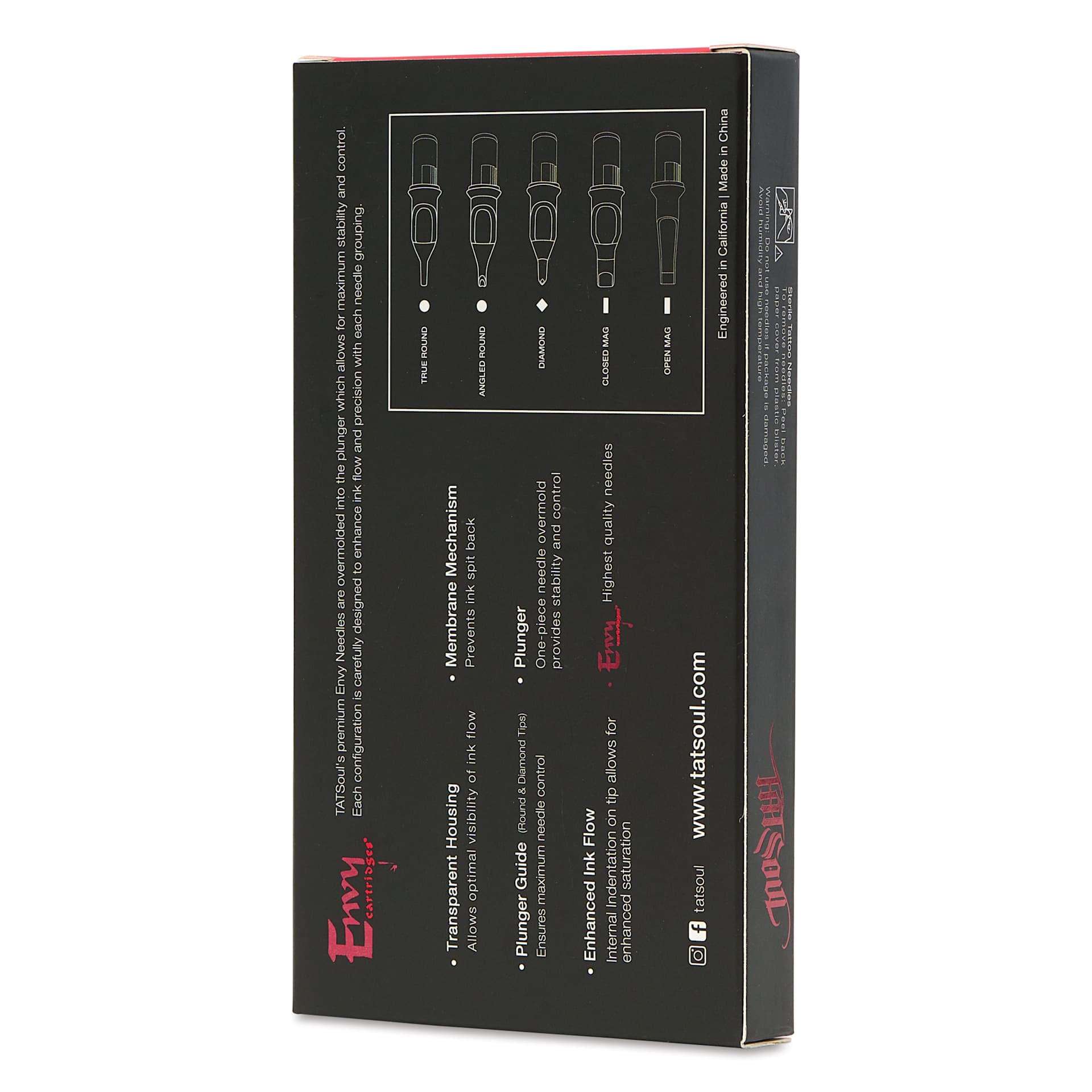 TatSoul Envy Traditional Round Liner Long Taper Tattoo Needle Cartridge - #12, 7 Needles, Pkg of 10, packaging