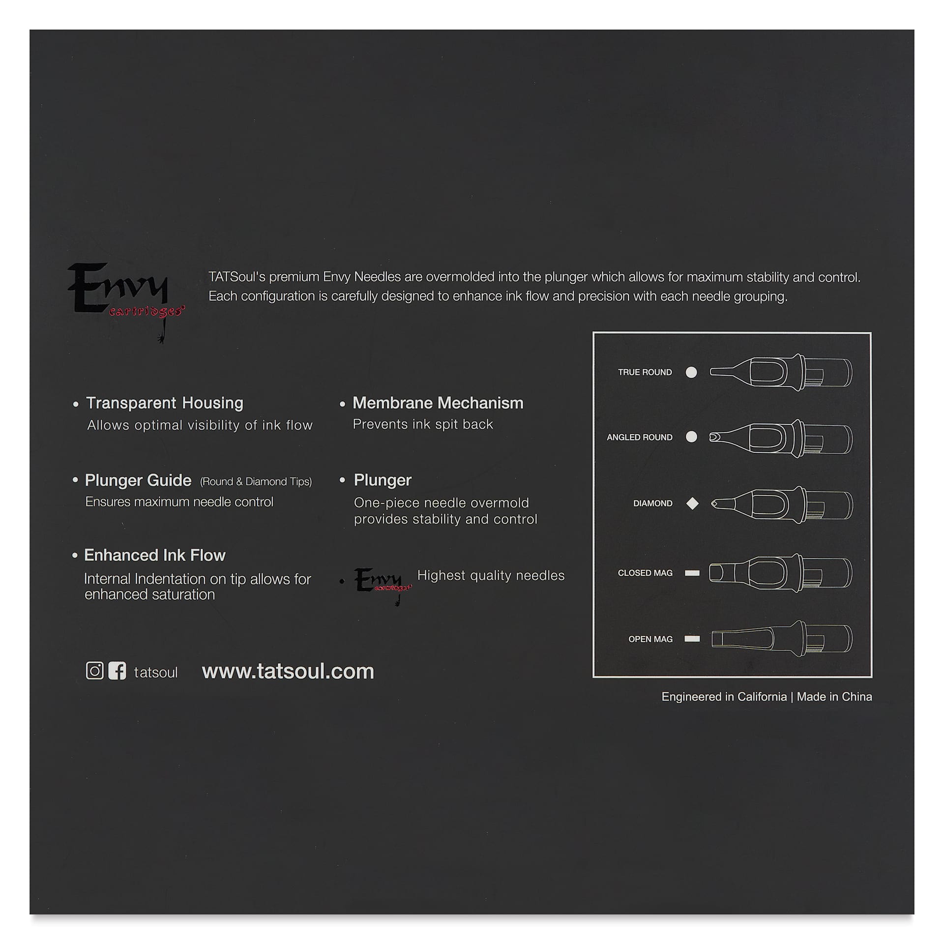 Transparent Housing. Plunger Guide. Enhanced Ink Flow. Membrane Mechanism. Plunger. Highest Quality Needles.