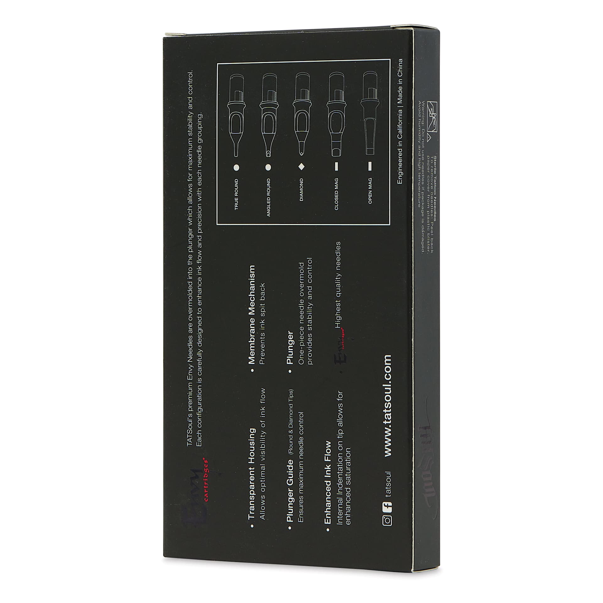 TatSoul Envy Standard Curved Magnum Long Taper Tattoo Needle Cartridge - #12, 7 Needles, Pkg of 10, packaging