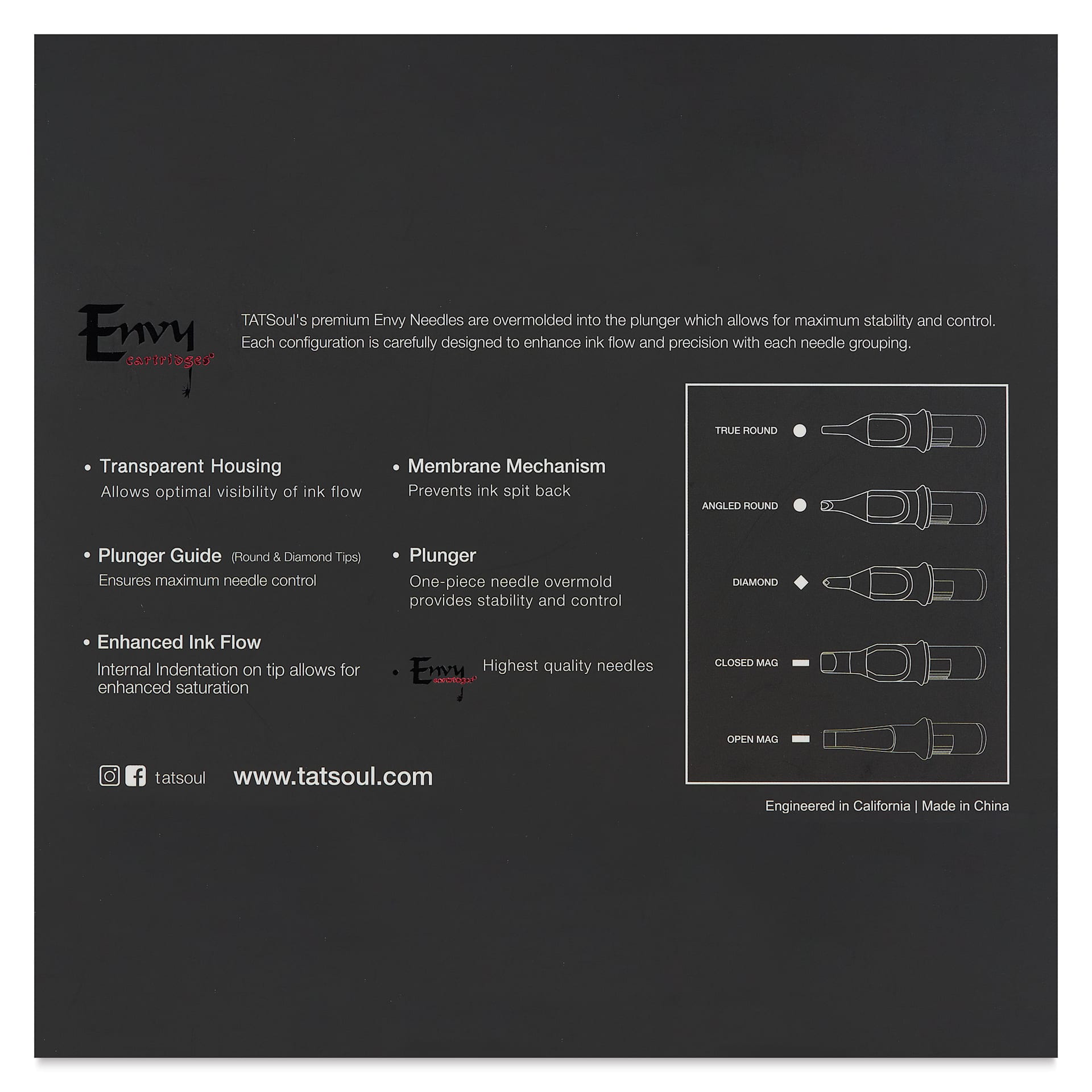 Transparent Housing. Plunger Guide. Enhanced Ink Flow. Membrane Mechanism. Plunger. Highest Quality Needles.