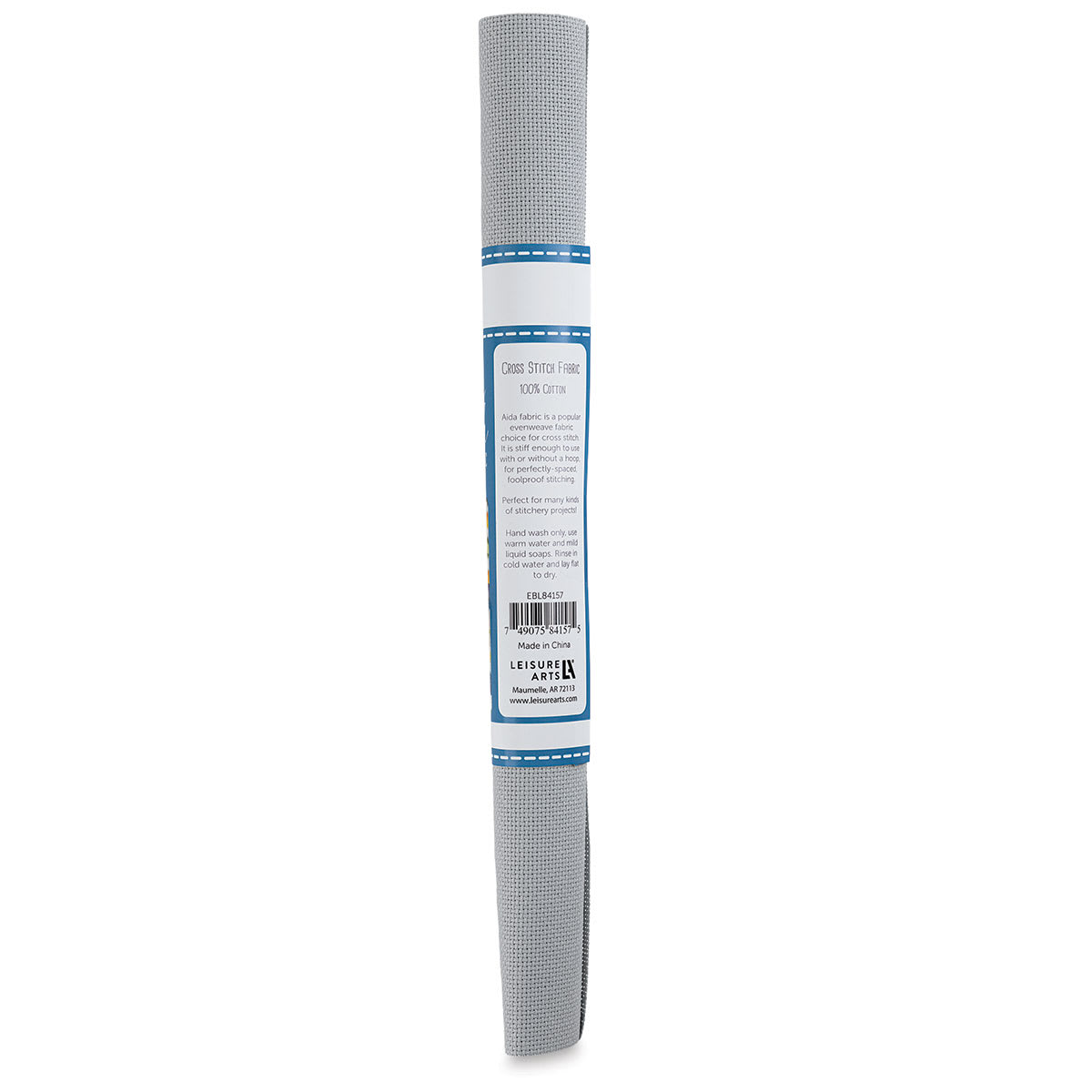 Essentials by Leisure Arts Aida Cloth - Light Gray, 15" x 18", Roll (Back of packaging)