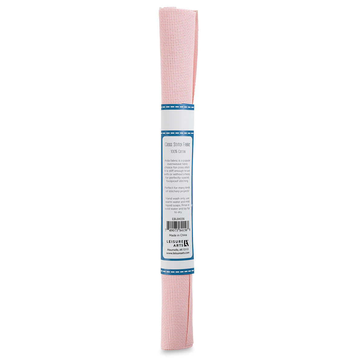 Essentials by Leisure Arts Aida Cloth - Medium Pink, 15" x 18", Roll (Back of packaging)