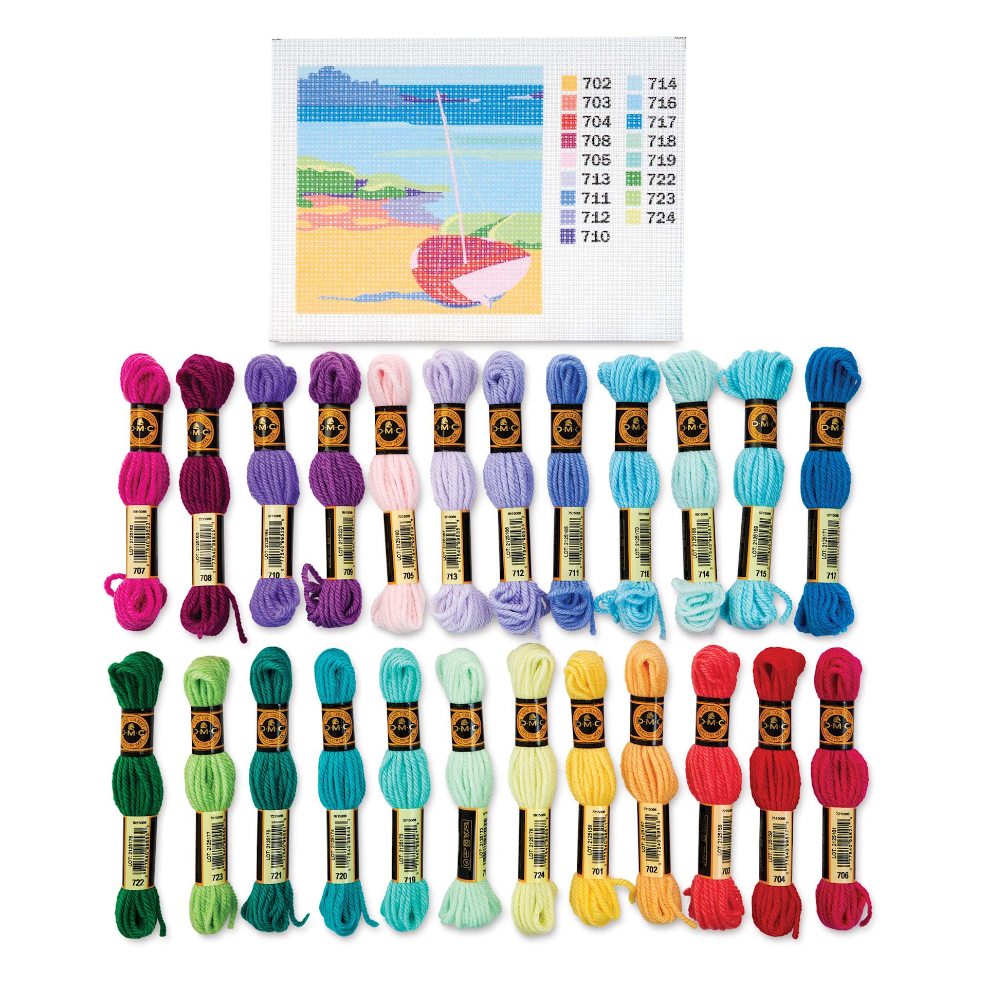 DMC Tapestry Wool Collector's Tin - Set of 24, Assorted Colors contents