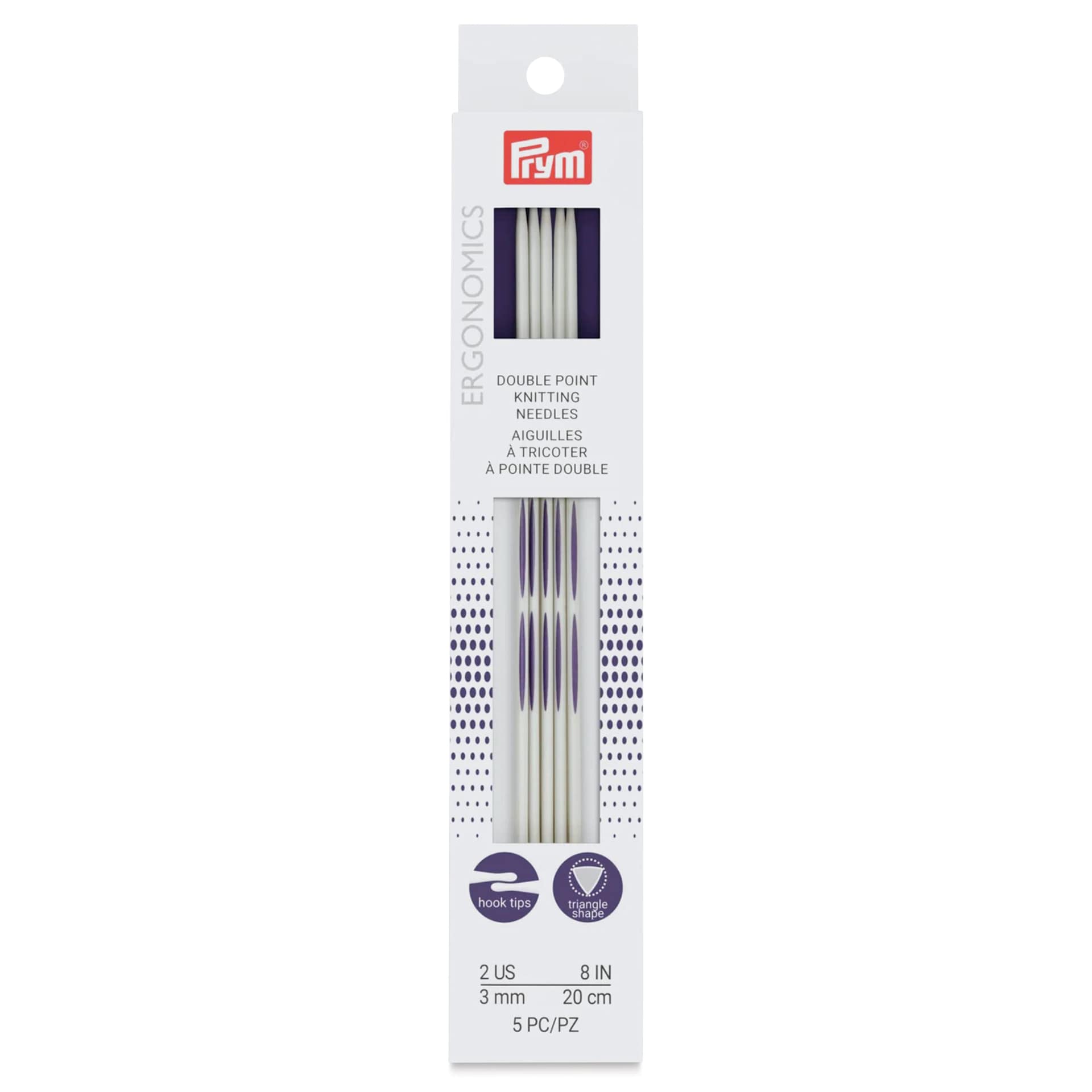 Prym Ergonomics Double Point Knitting Needle Set - Size 2, Set of 5, 8" - front of packaging