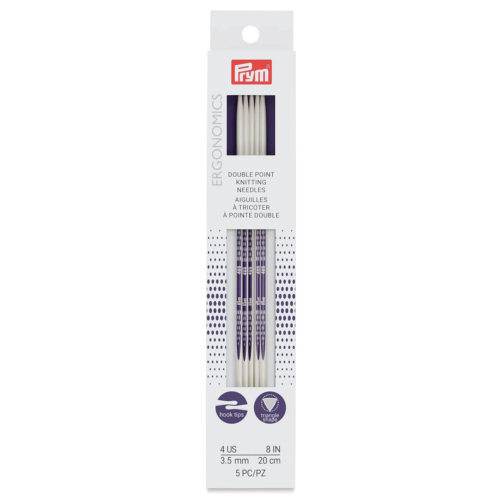 Prym Ergonomics Double Point Knitting Needle Set - Size 4, Set of 5, 8" - front of packaging