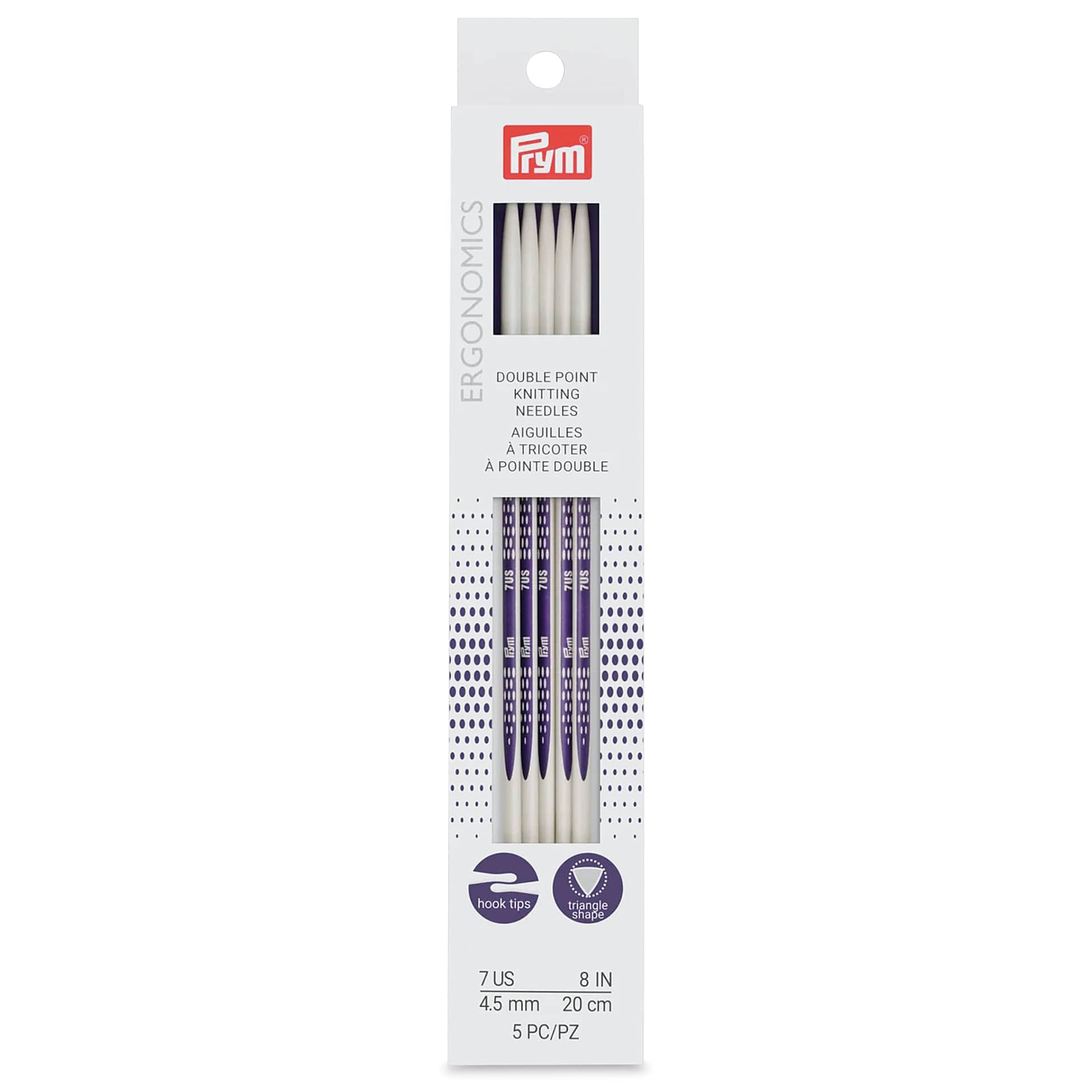 Prym Ergonomics Double Point Knitting Needle Set - Size 7, Set of 5, 8" - front of packaging