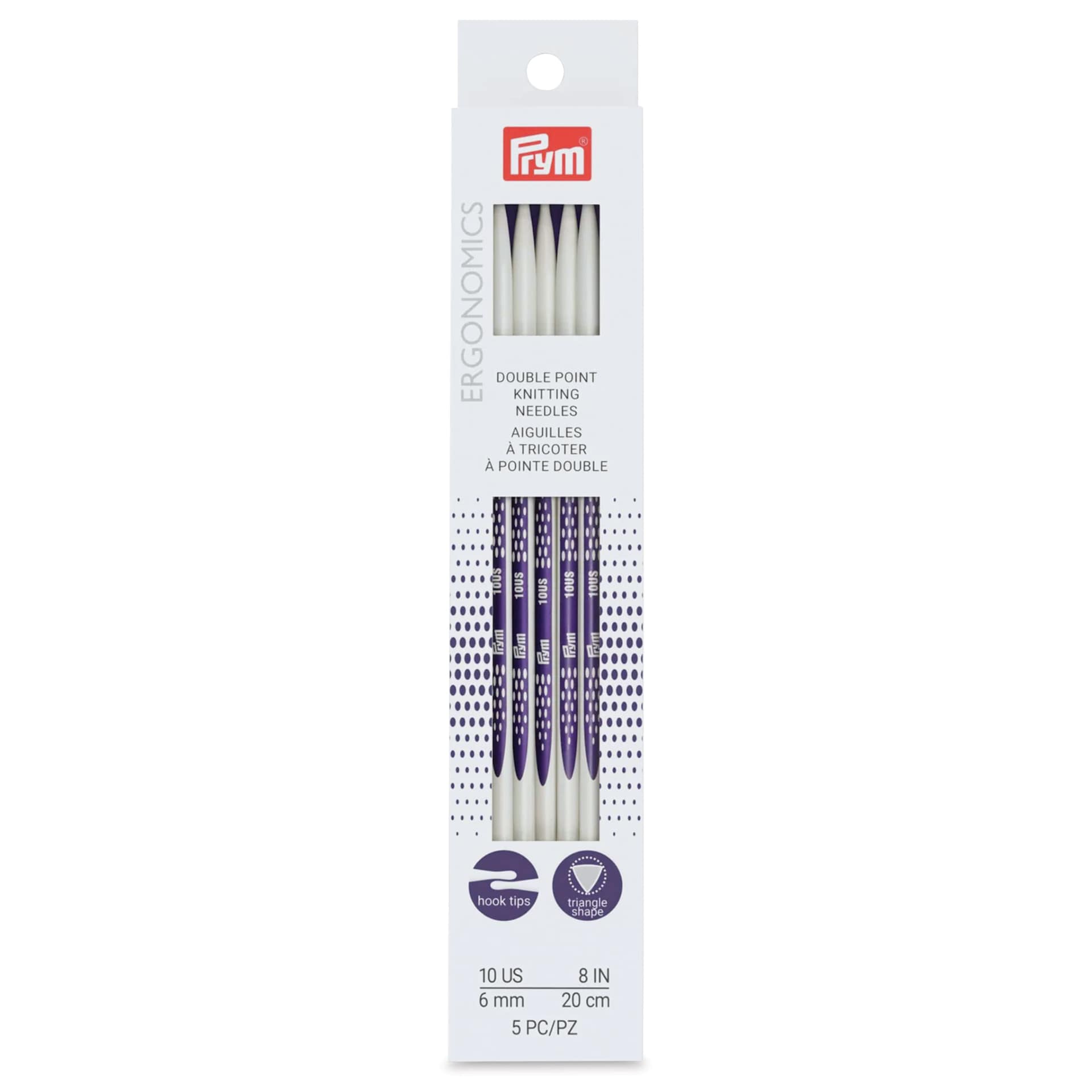 Prym Ergonomics Double Point Knitting Needle Set - Size 10, Set of 5, 8" - front of packaging