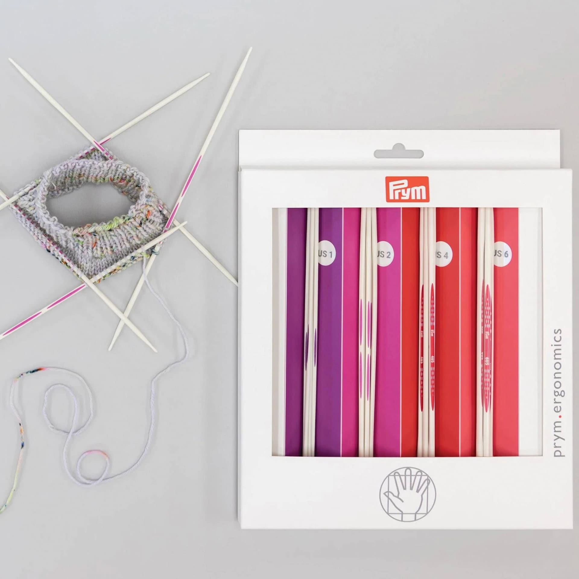 Double Point Knitting Needle Set - Assorted, Set of 4 (Demonstration of needles next to packaging)