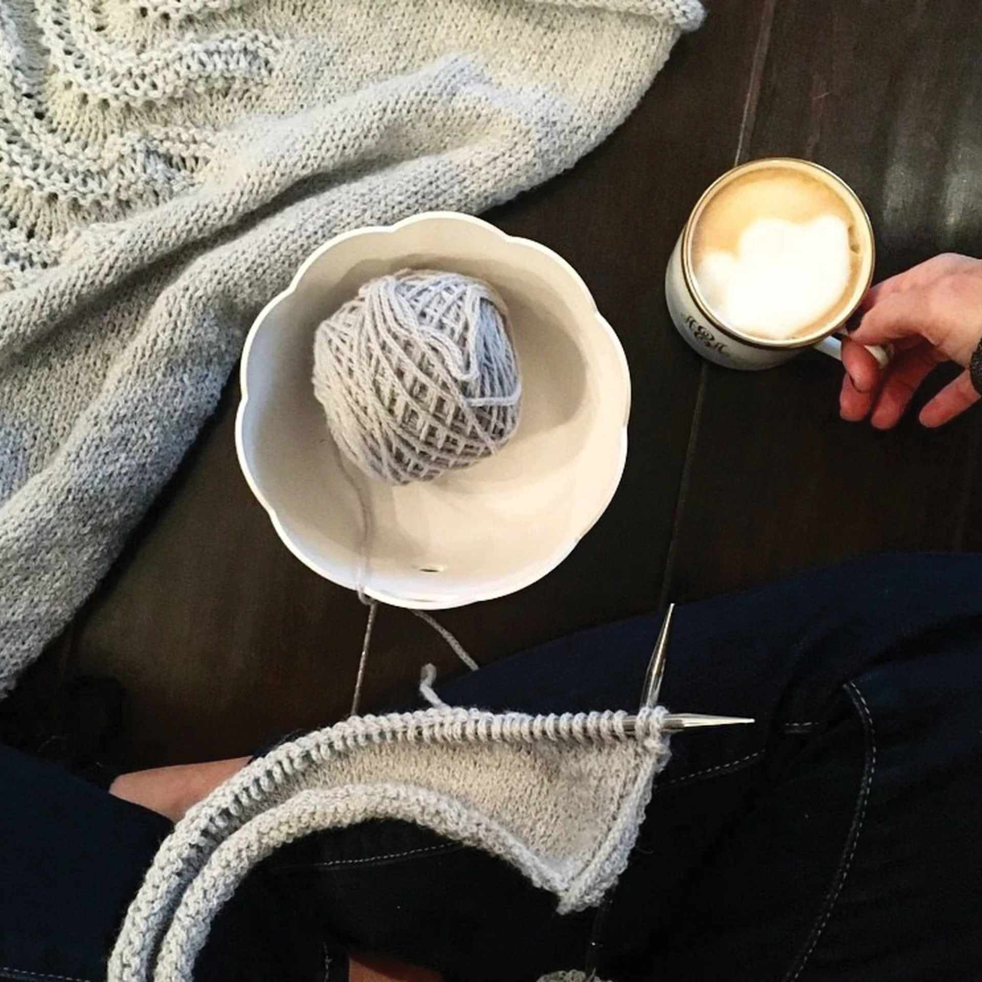 Yarn Vault Yarn Bowl (Yarn bowl on table)