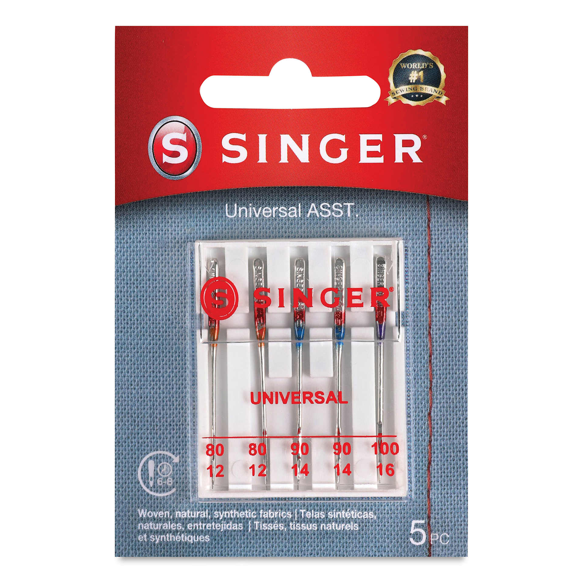 Singer Sewing Machine Needles - Universal, Assorted, Pkg of 5, front of the packaging