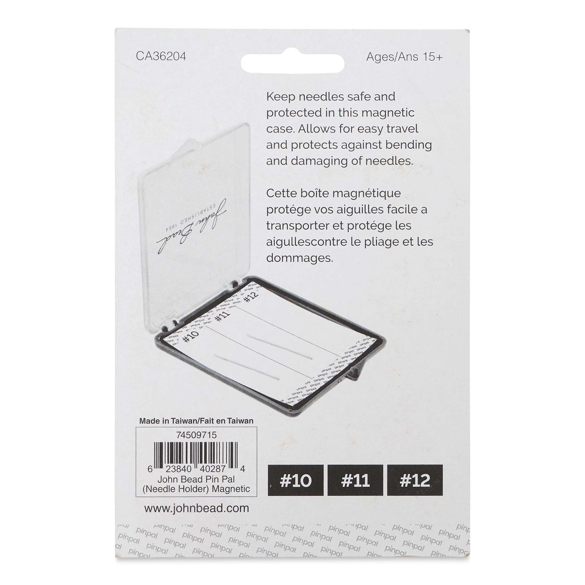 John Bead Pinpal Magnetic Needle Holder, back of the packaging