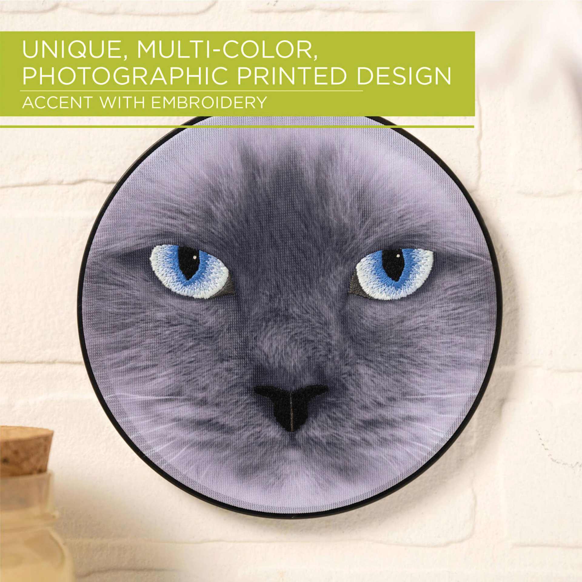 Bucilla Photographic Stamped Embroidery Kit - Cat Eyes finished