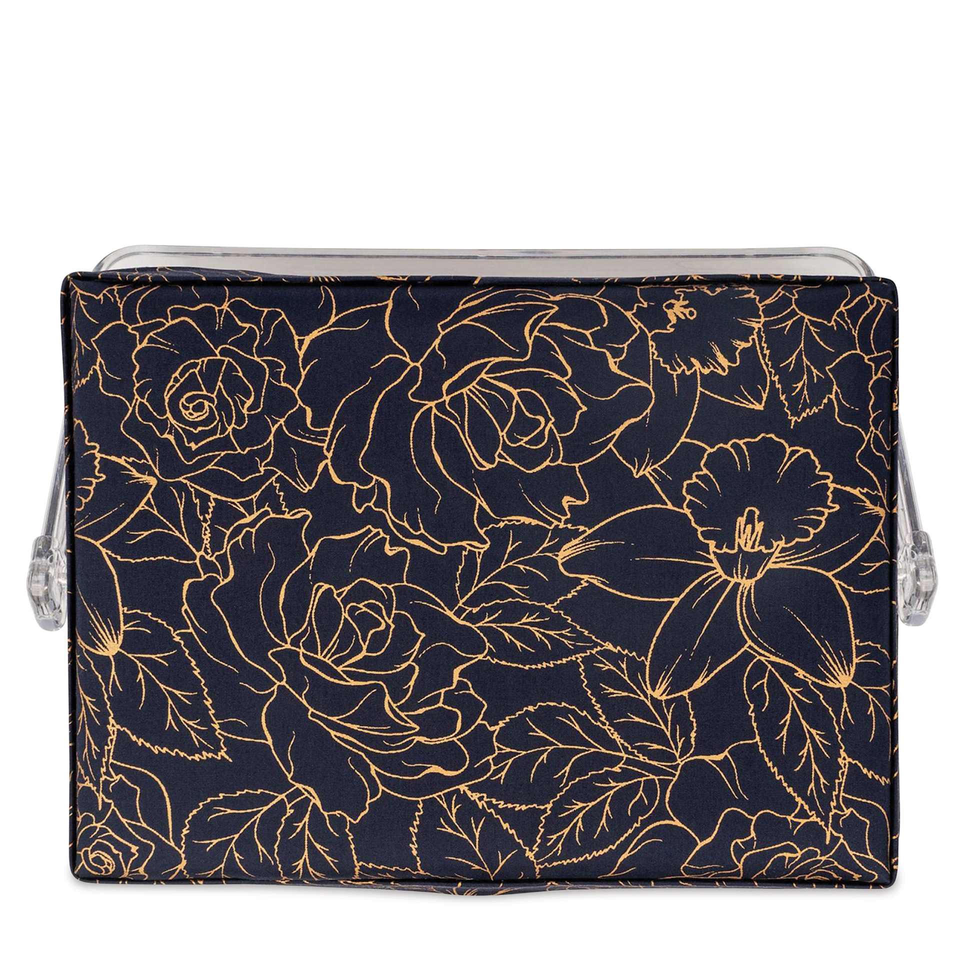 Singer Premium Sewing Basket Kit - Gold Foil Floral, 10-1/4" x 6" x 7-1/2", top of basket