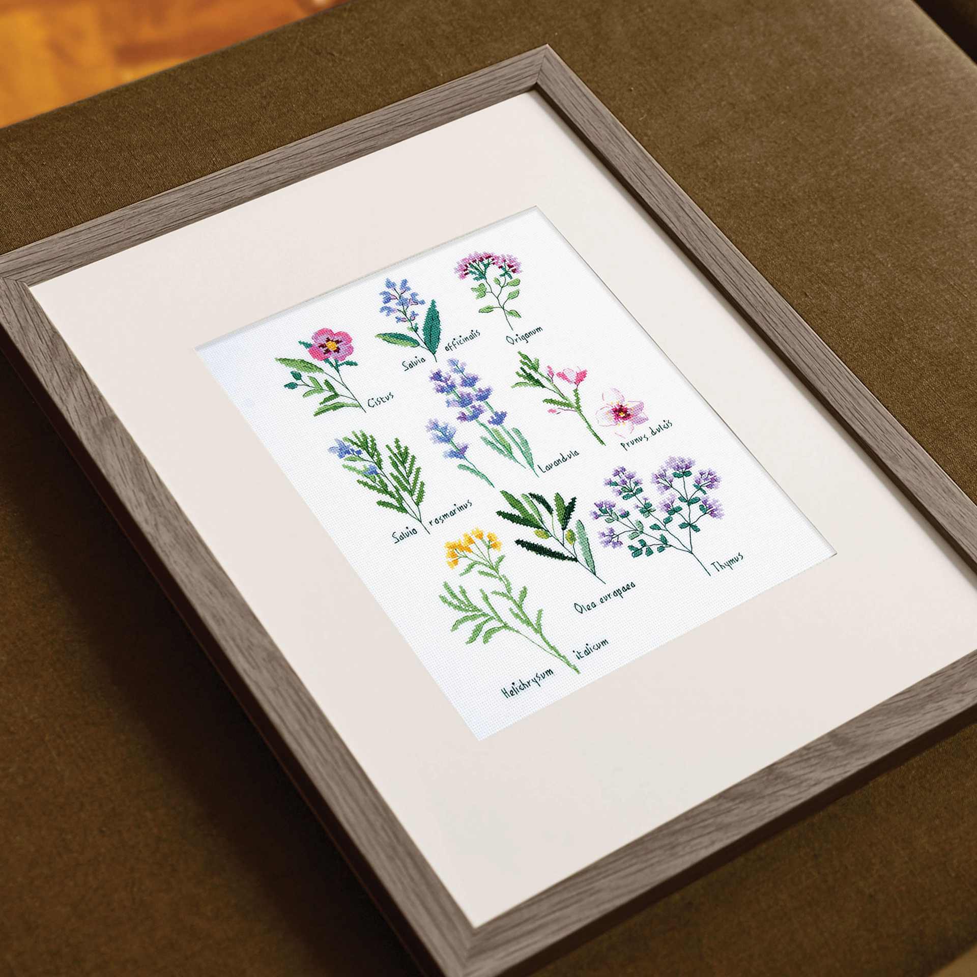 DMC The Designer Collection Cross Stitch Kit finished in frame